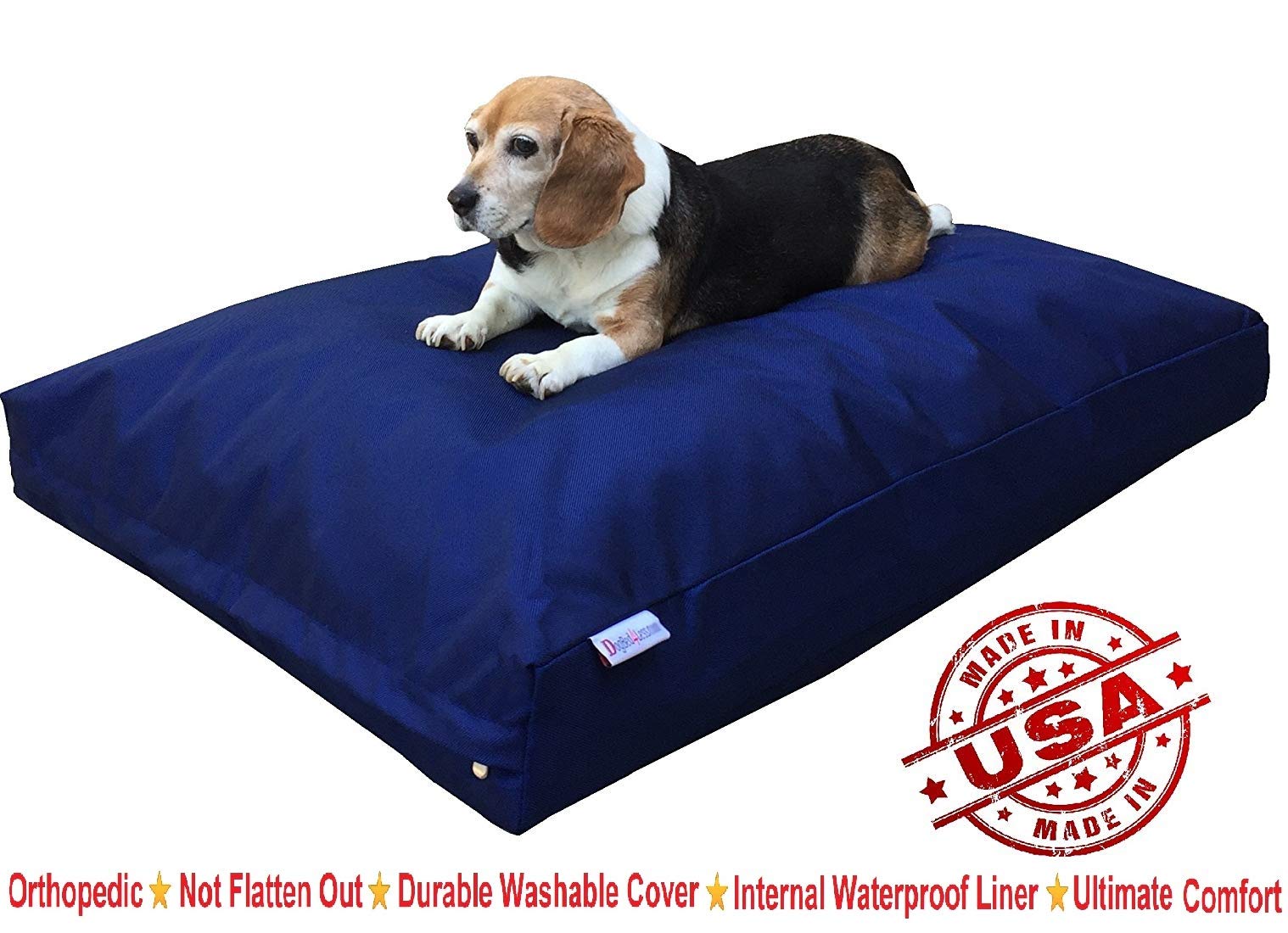 XXL Orthopedic Memory Foam Dog Bed for Large Dogs - Waterproof Lining & Machine Washable Cover - 55x37 Inch Pillow - Navy Blue - Perfect for Arthritis Relief & Comfortable Sleeping in Living Room or Bedroom