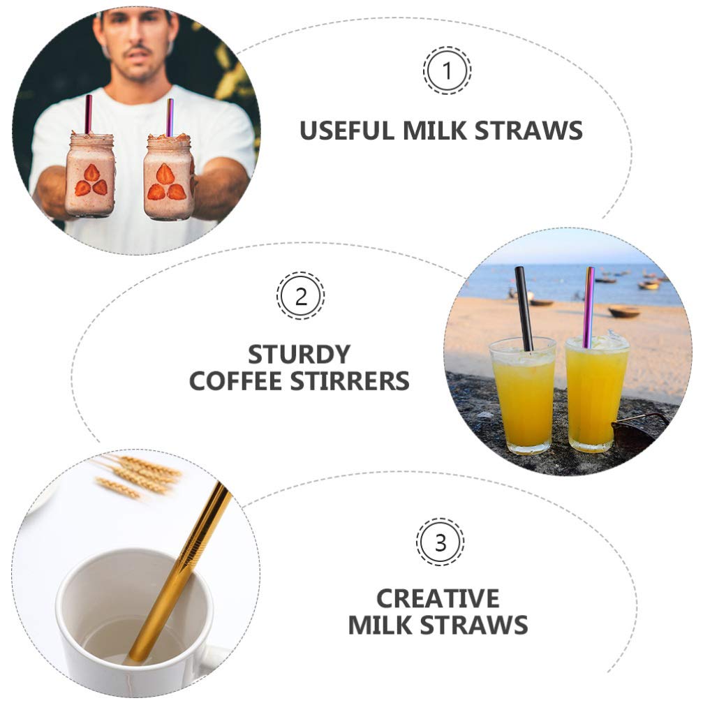 Eco-Friendly Stainless Steel Straws Set - Reusable Drinking Straws for Coffee, Tea, Smoothies & Milk - Rustproof & Durable Metal Straws for Home, Office, Travel & Parties