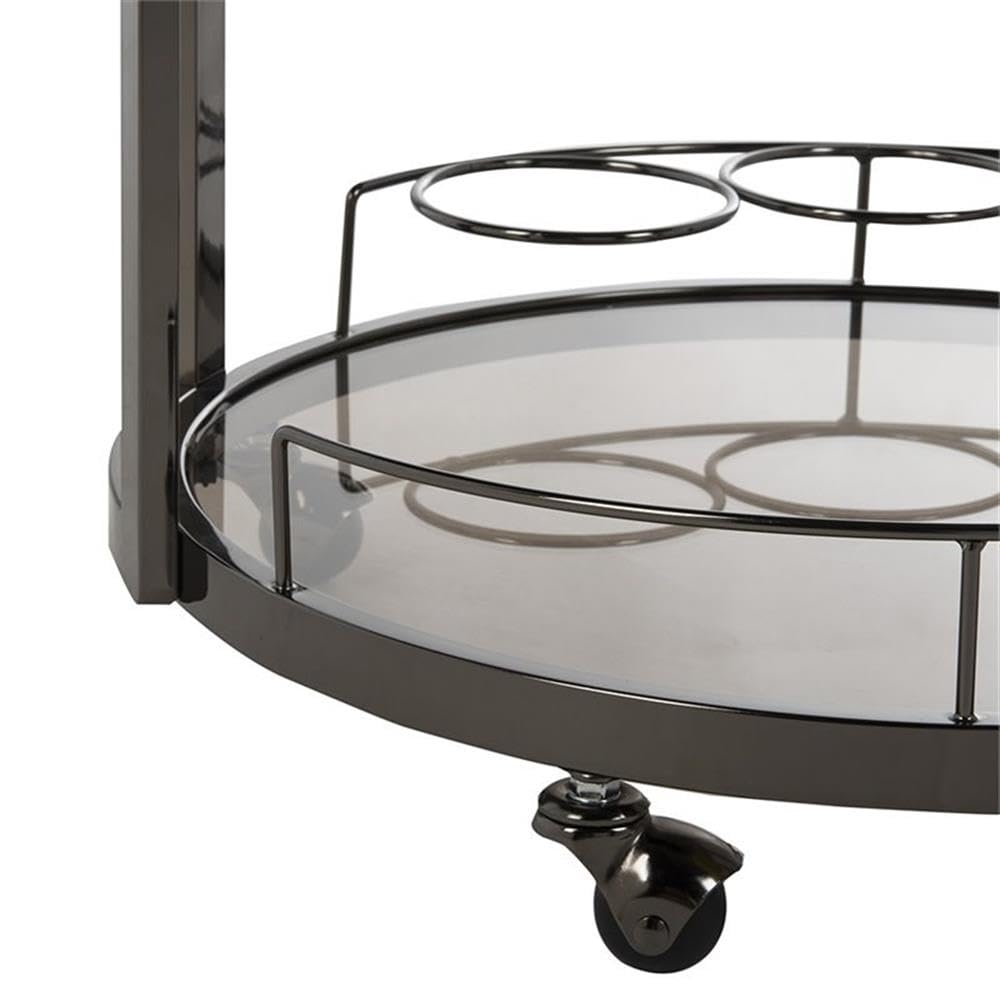 Safavieh Rio Bar Cart - Modern Rolling Bar Cart with Glass Shelf & Storage for Home, Office, or Party Use - Perfect for Serving Drinks, Displaying Decor, or Organizing Essentials