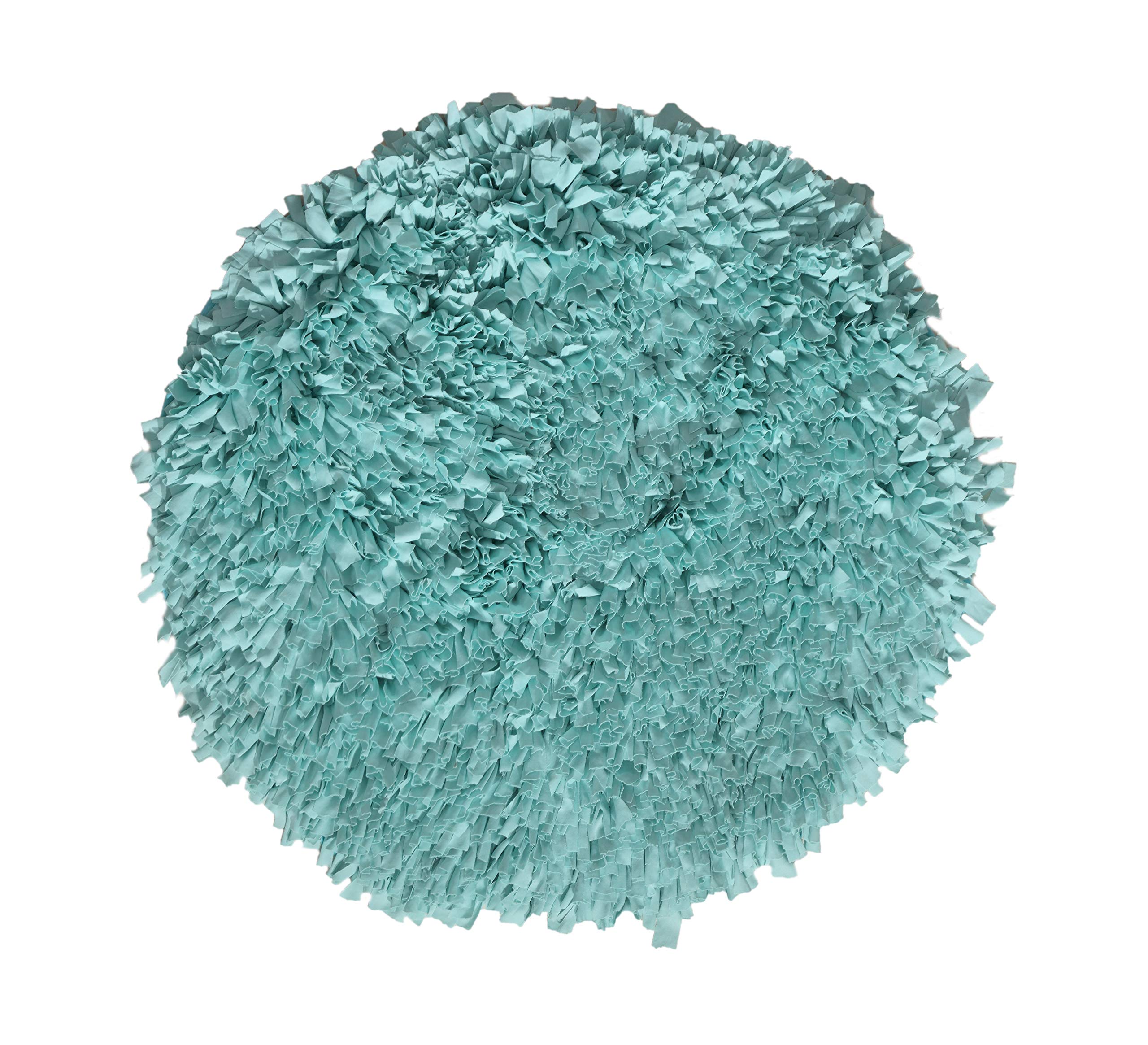 Premium Soft Shaggy Round Rug - Machine Washable Non-Slip Indoor Carpet for Living Room & Bedroom - Foldable Easy Clean Home Decor - 3' Aqua Accent Floor Mat - Perfect for Cozy Spaces, Nursery & Apartment Decor