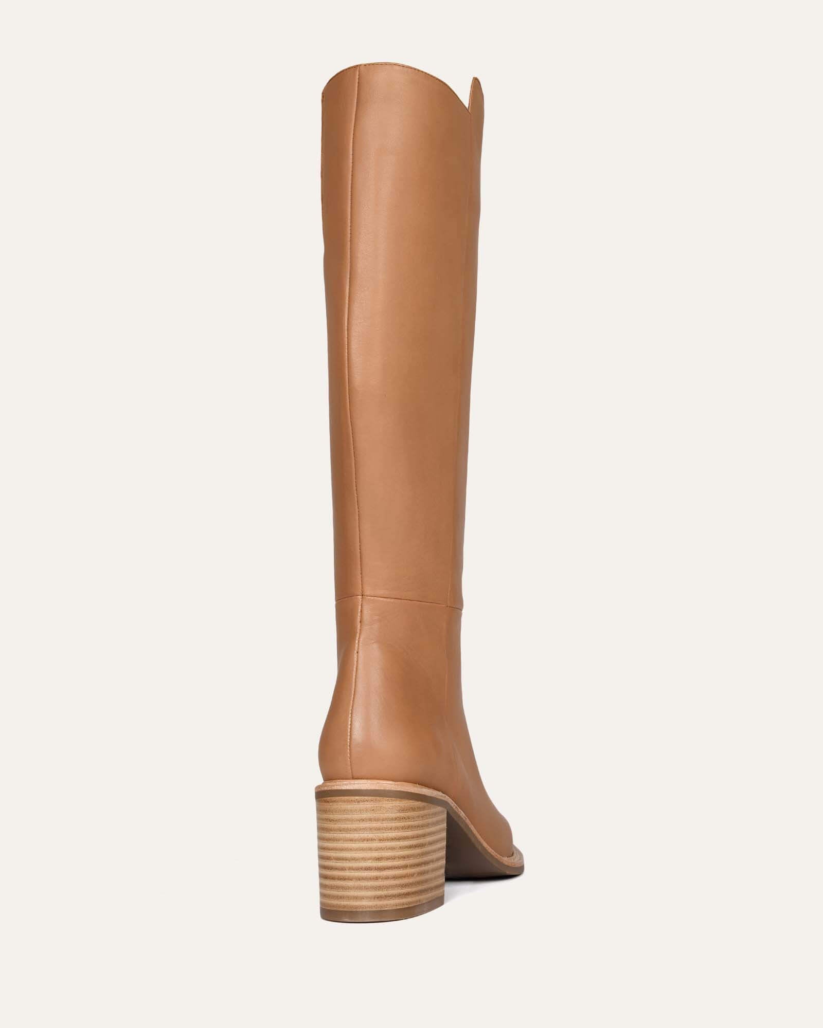 ANISSA Women's Knee High Boots in Beige Genuine Leather - Stylish Fall & Winter Fashion for Casual Outings and Office Wear