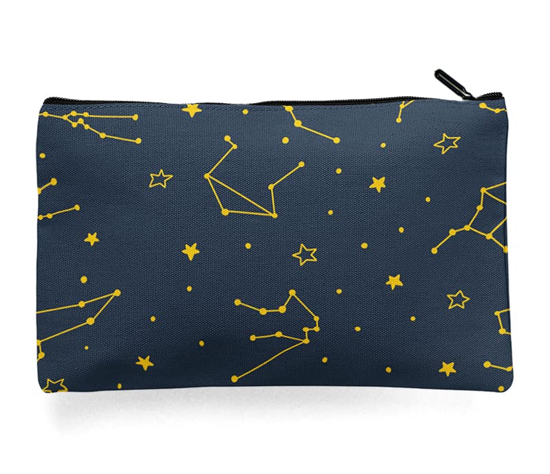 Multipurpose Canvas Pouch for Travel, Cosmetics, Stationery & Gadgets - Waterproof Organizer Bag for Women & Men - Perfect for Makeup, Office Supplies, Electronics & Travel Accessories (Constellation Design)