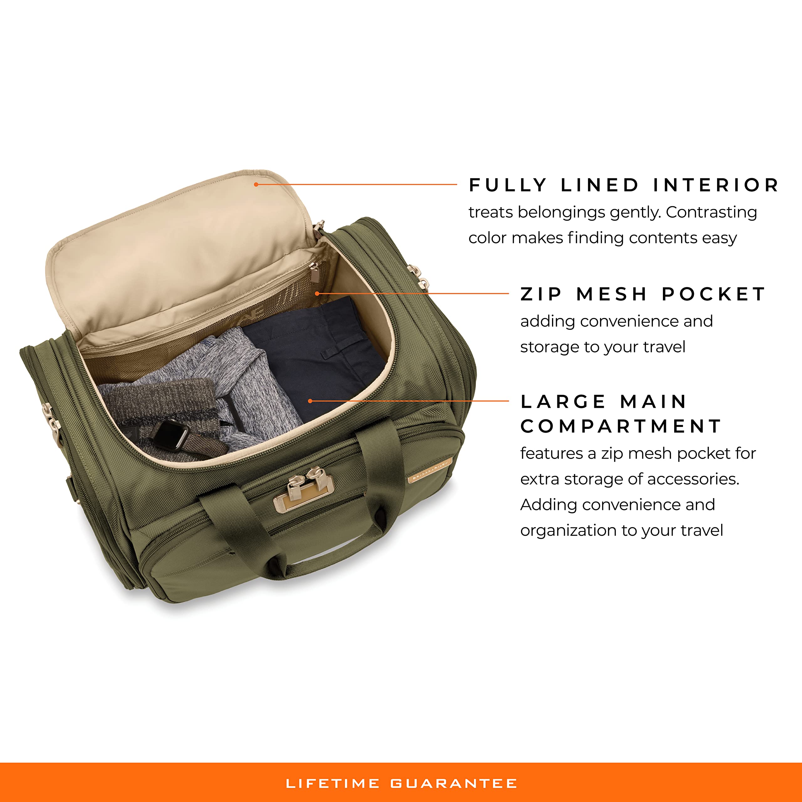 Briggs & Riley Premium Expandable Travel Duffel Bag - Carry-On Luggage for Business & Leisure Trips - Durable, Water-Resistant & Spacious for Gym, Weekend Getaways & Air Travel