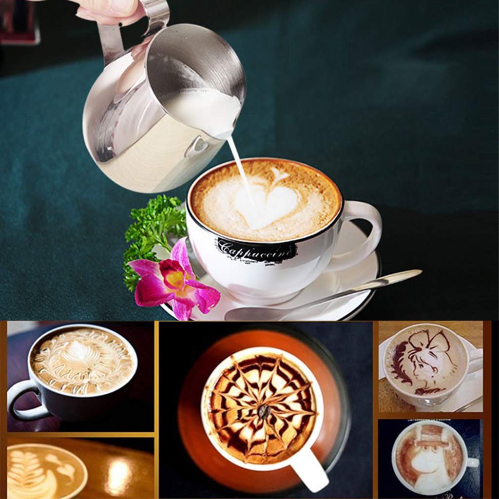 Premium Stainless Steel Milk Frother Pitcher - Barista Grade Coffee Latte Art Jug for Perfect Foam - Ideal for Home & Professional Use in Coffee Shops, Cafes & Kitchens