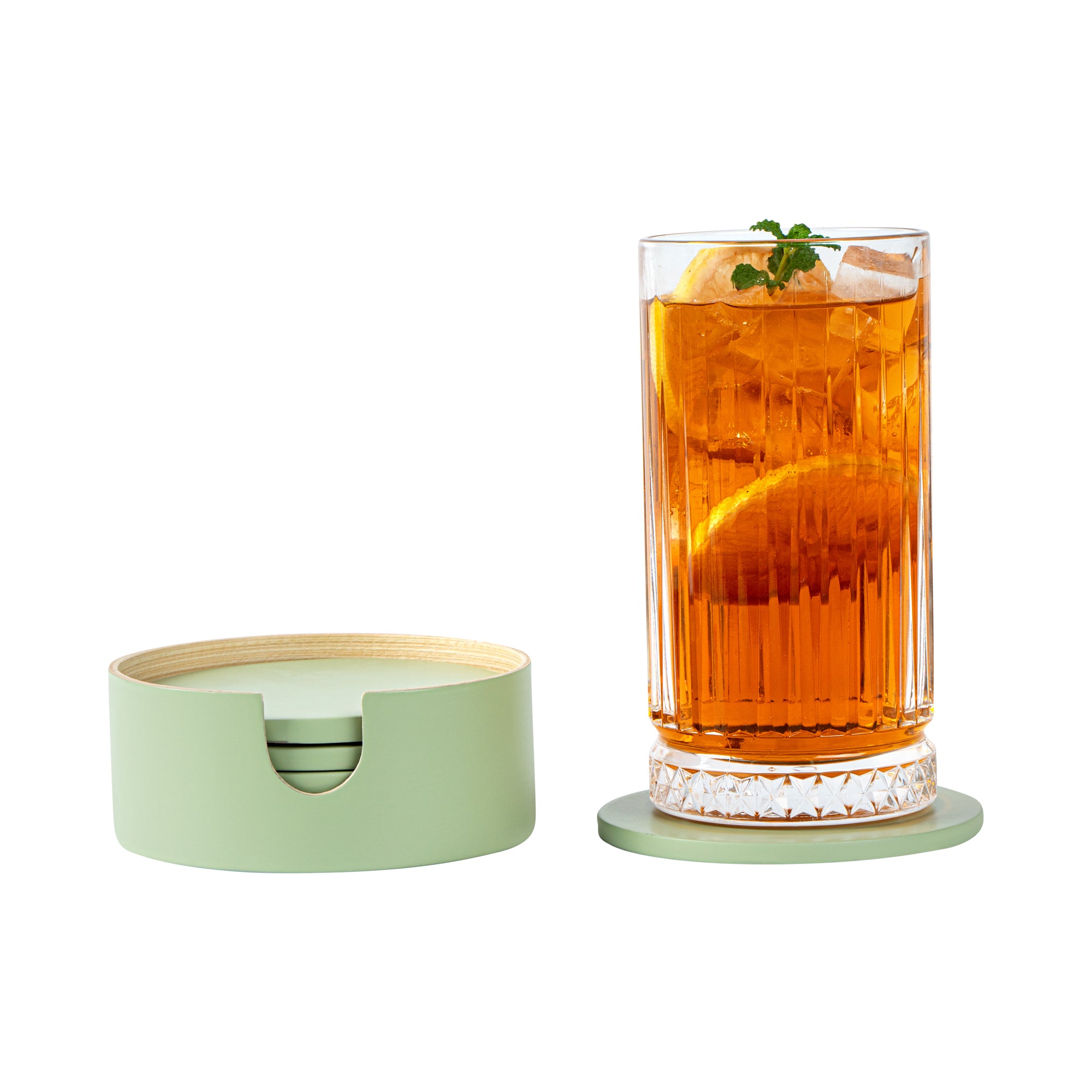 Bambuddha Eco-Friendly 6-Piece Green Bamboo Coaster Set with Holder - 4