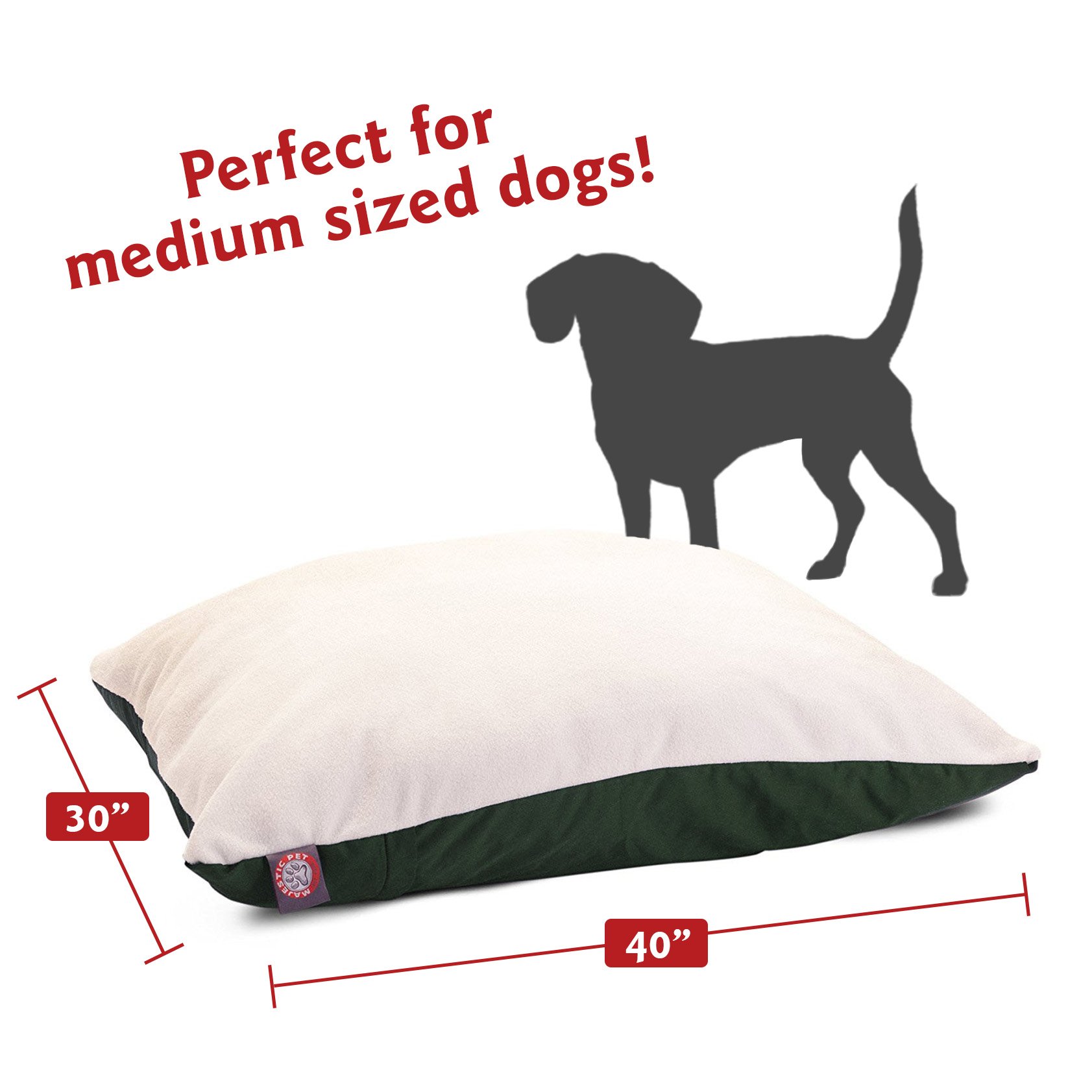 Washable Removable Slipcover Medium Dog Bed 30x40 Inch - Soft Crate & Kennel Bed for Medium Breed Dogs - Comfortable Pet Bed for Sleeping, Lounging & Travel - Green