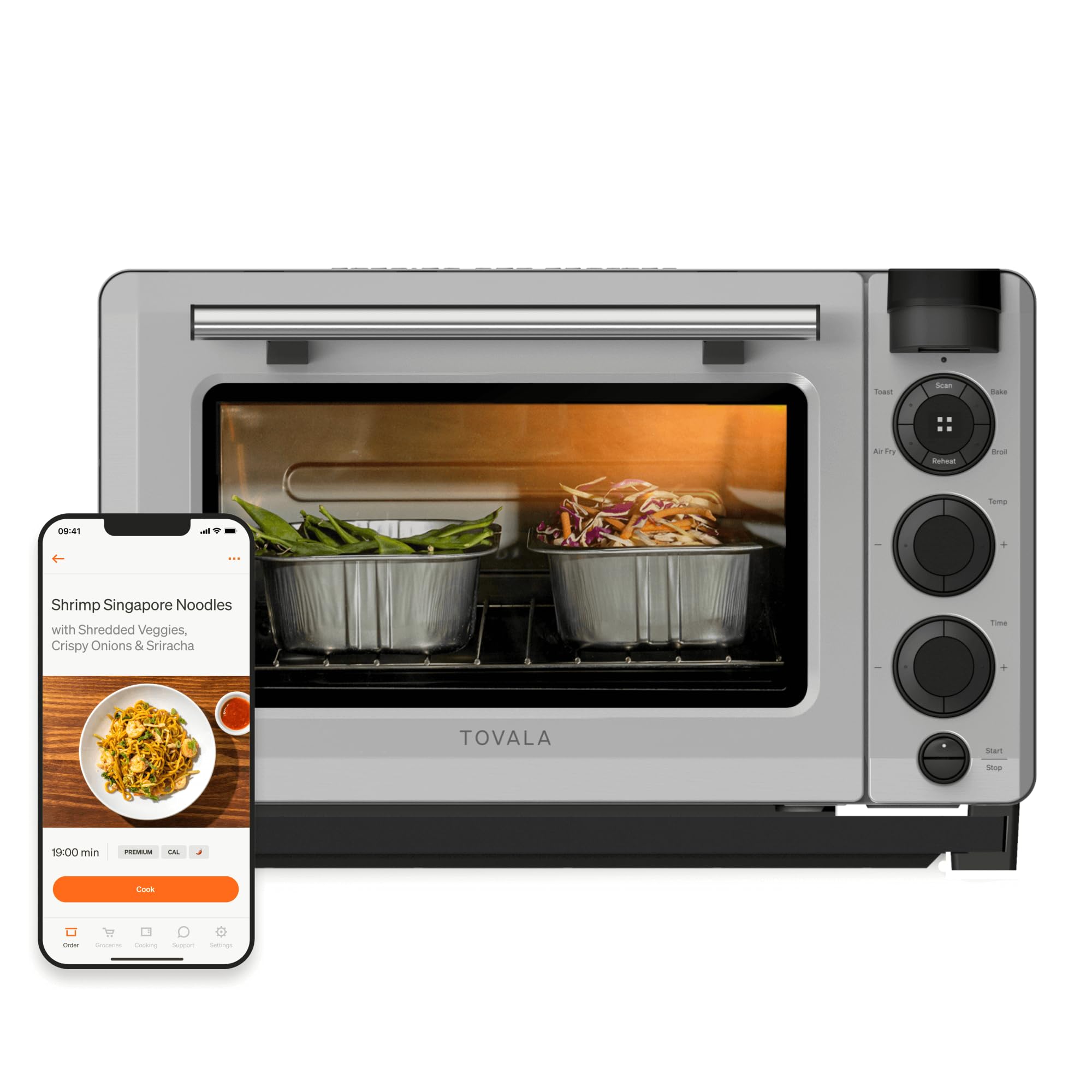 Tovala Smart Oven - 5-in-1 Air Fryer, Toaster, Convection Oven Combo for Baking, Broiling & Reheating | WiFi Enabled Smartphone Controlled Countertop Appliance | Perfect for Small Kitchens, Dorms & Meal Prep | Includes $50 Tovala Meal Credit