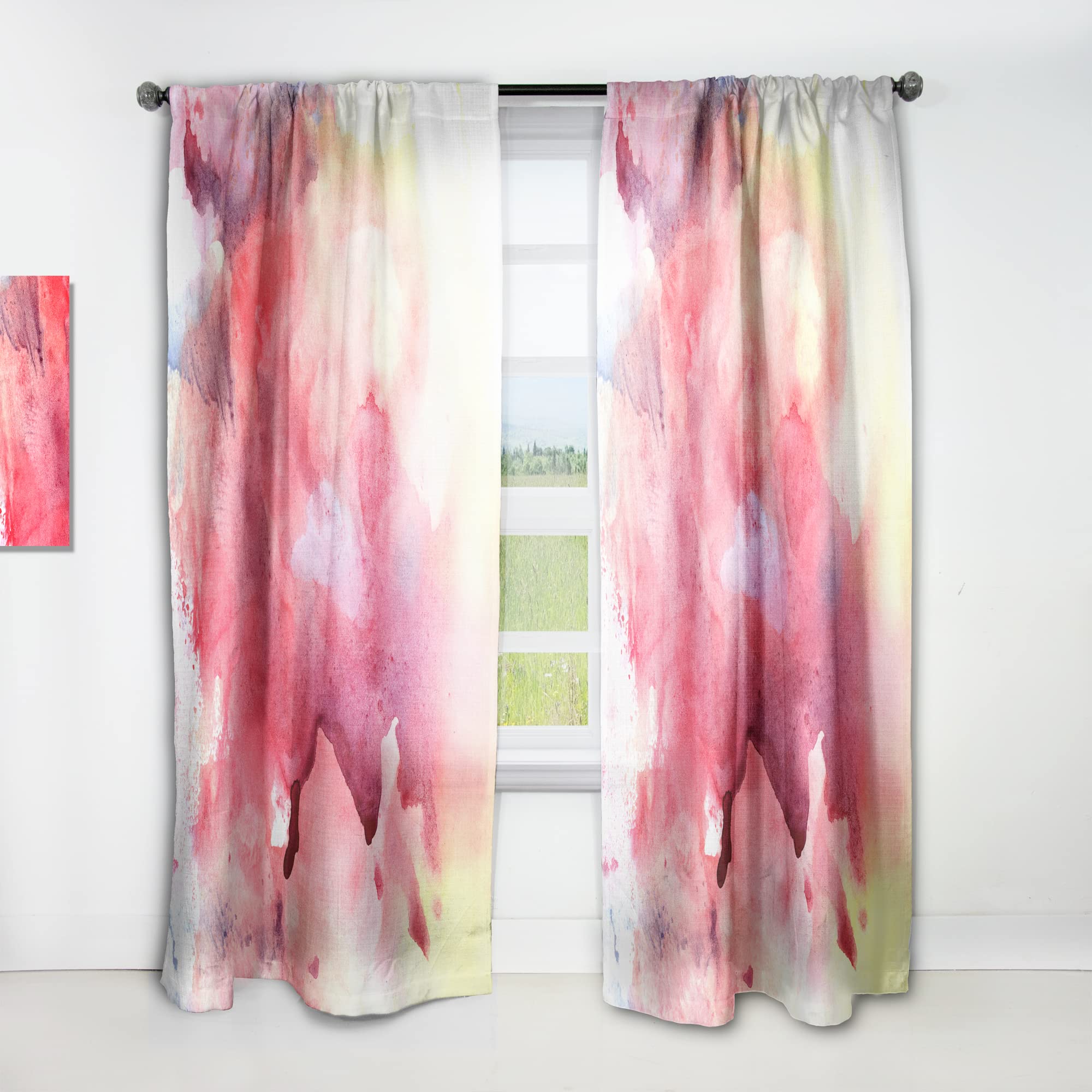 Abstract Pink and Purple Thermal Insulated Curtains - Single Panel 52x120 - Elegant Drapes for Bedroom & Living Room - Perfect for Light Control and Energy Efficiency