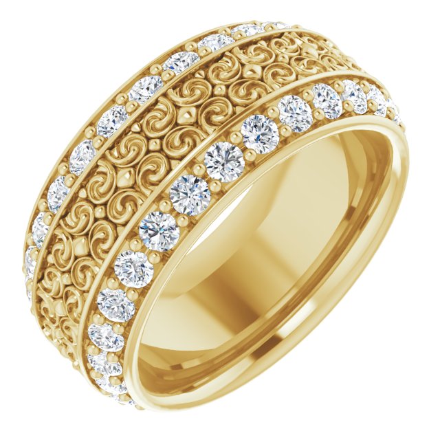 1.68 Carat Round Diamond Eternity Band - Double Row Diamond Wide Wedding Ring for Women - Perfect for Anniversaries, Engagements & Special Occasions
