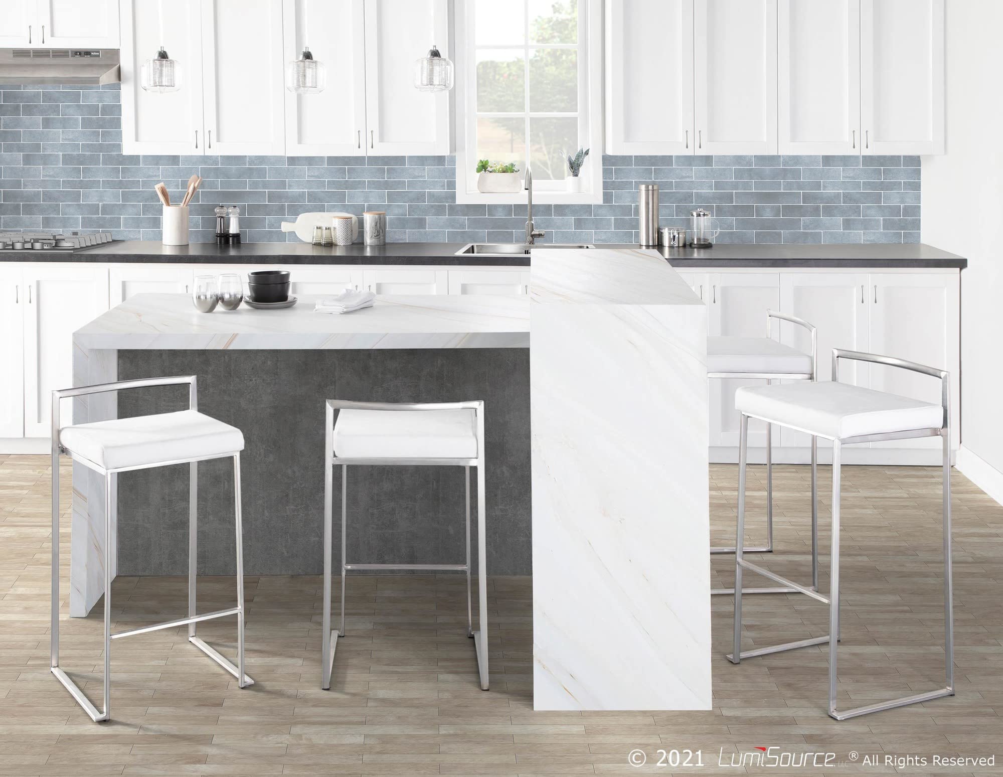 Fuji Stacker Bar Stool Set of 2 - Modern Bar Chairs for Kitchen Island, Pub & Restaurant Counter Height Seating - Durable & Space-Saving Stackable Bar Stools