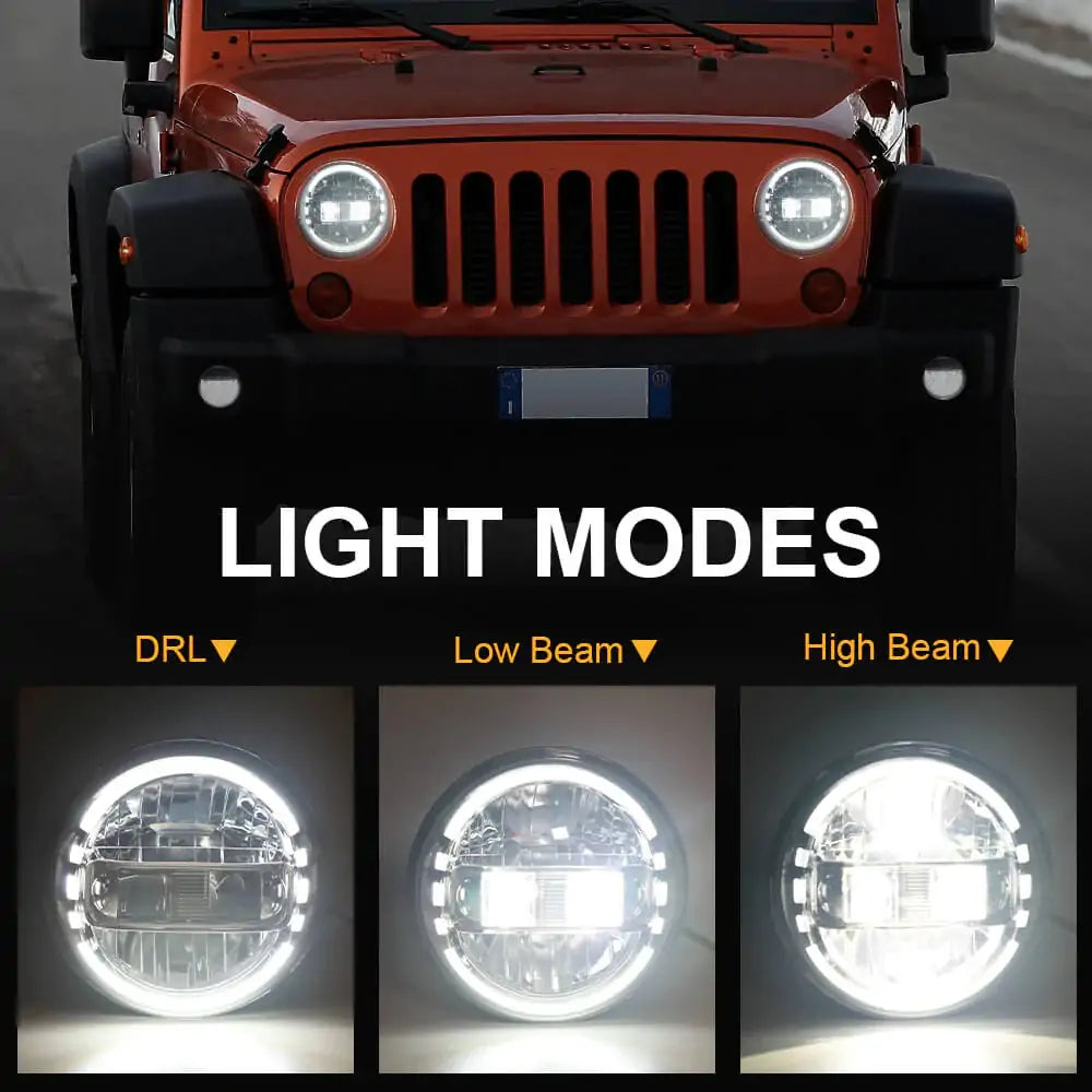LOYO 7 King Kong LED Headlights + 4 Smiley LED Fog Lights for Jeep Wrangler 1997-2018 JK JKU TJ LJ - High Brightness Off-Road Lighting for Night Driving & Adventure