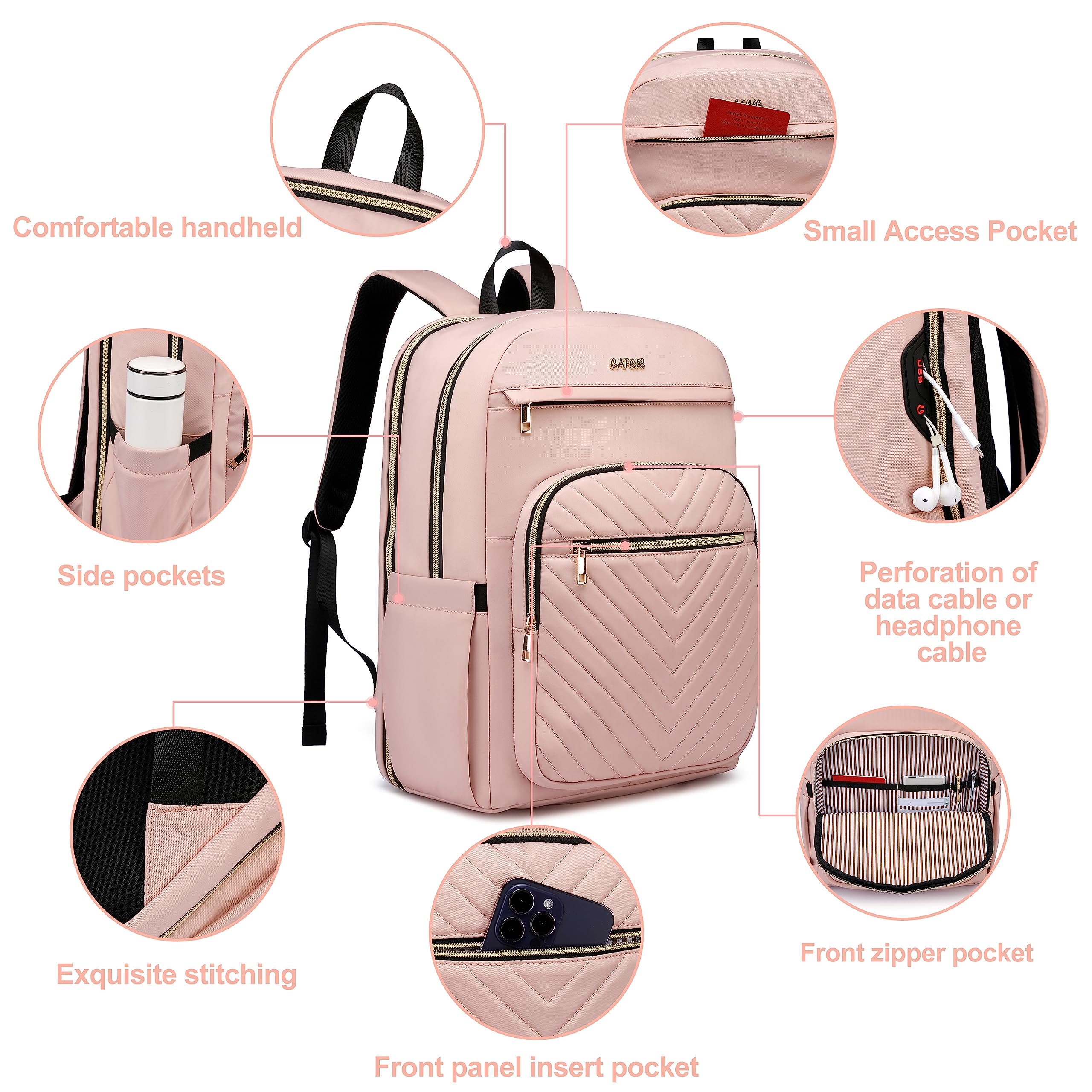 Stylish Pink Laptop Backpack for Women - Waterproof 17.3 Inch Anti-Theft Computer Bag for Travel, Work & College | Perfect for Business Professionals, Students & Commuters