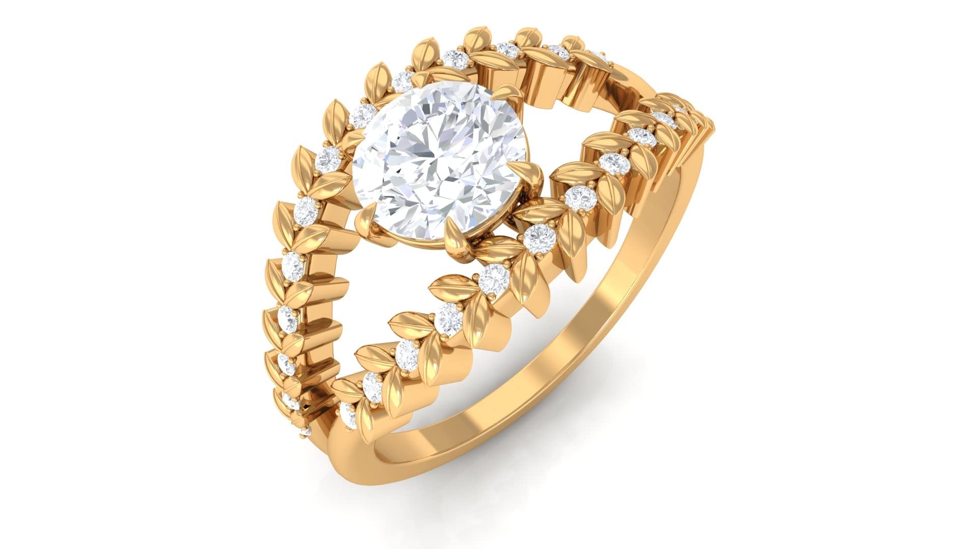 1.25 CT Moissanite Solitaire Engagement Ring for Women - 14K Solid Gold Leaf Design, Certified Moissanite Wedding Band - Perfect for Proposals, Anniversaries & Special Occasions