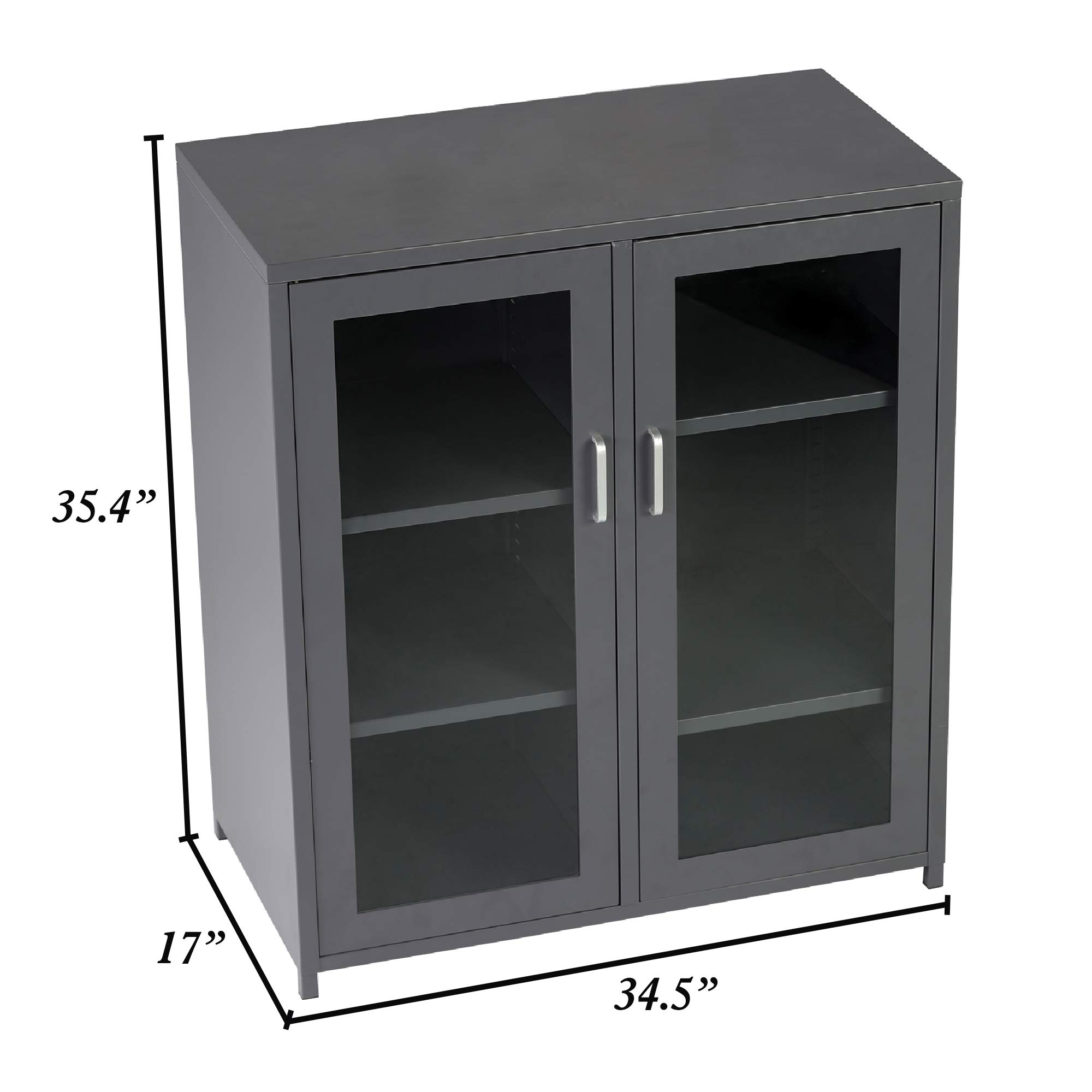 Sturdy and Durable 4-Shelf Storage Sideboard Cabinet with Adjustable Shelves - Perfect for Living Room, Hallway, Kitchen & Bathroom Organization | Multi-Purpose Home Storage Solution for Clothes, Toys, Books & More