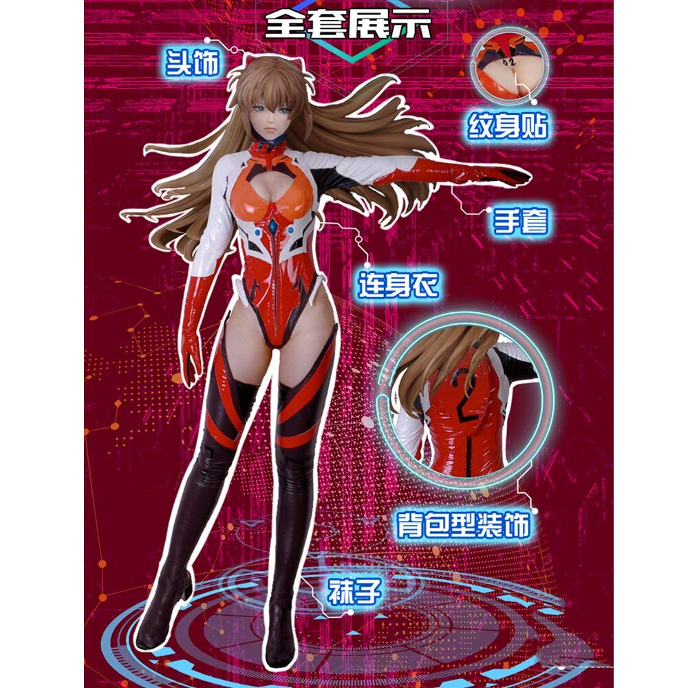 Anime EVA Evangelion Figure - Soryu Asuka Langley Cosplay Costume | Sexy PU Driving Suit Uniform | Perfect for Cosplay Events, Halloween & Anime Conventions