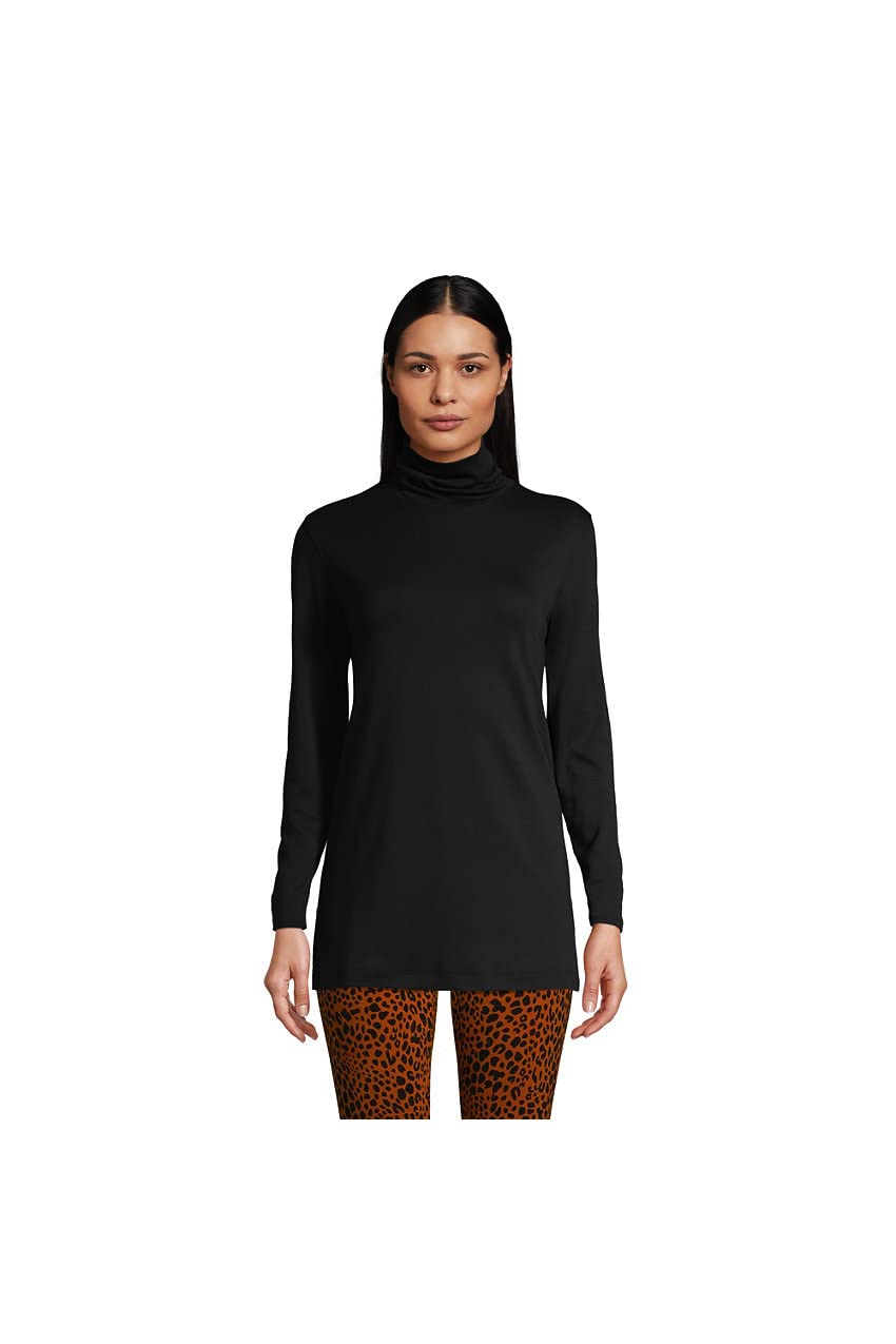 Lands' End Women's Tall Supima Cotton Turtleneck Tunic - Soft Long Sleeve Stretch Top for Work, Office & Casual Outfits