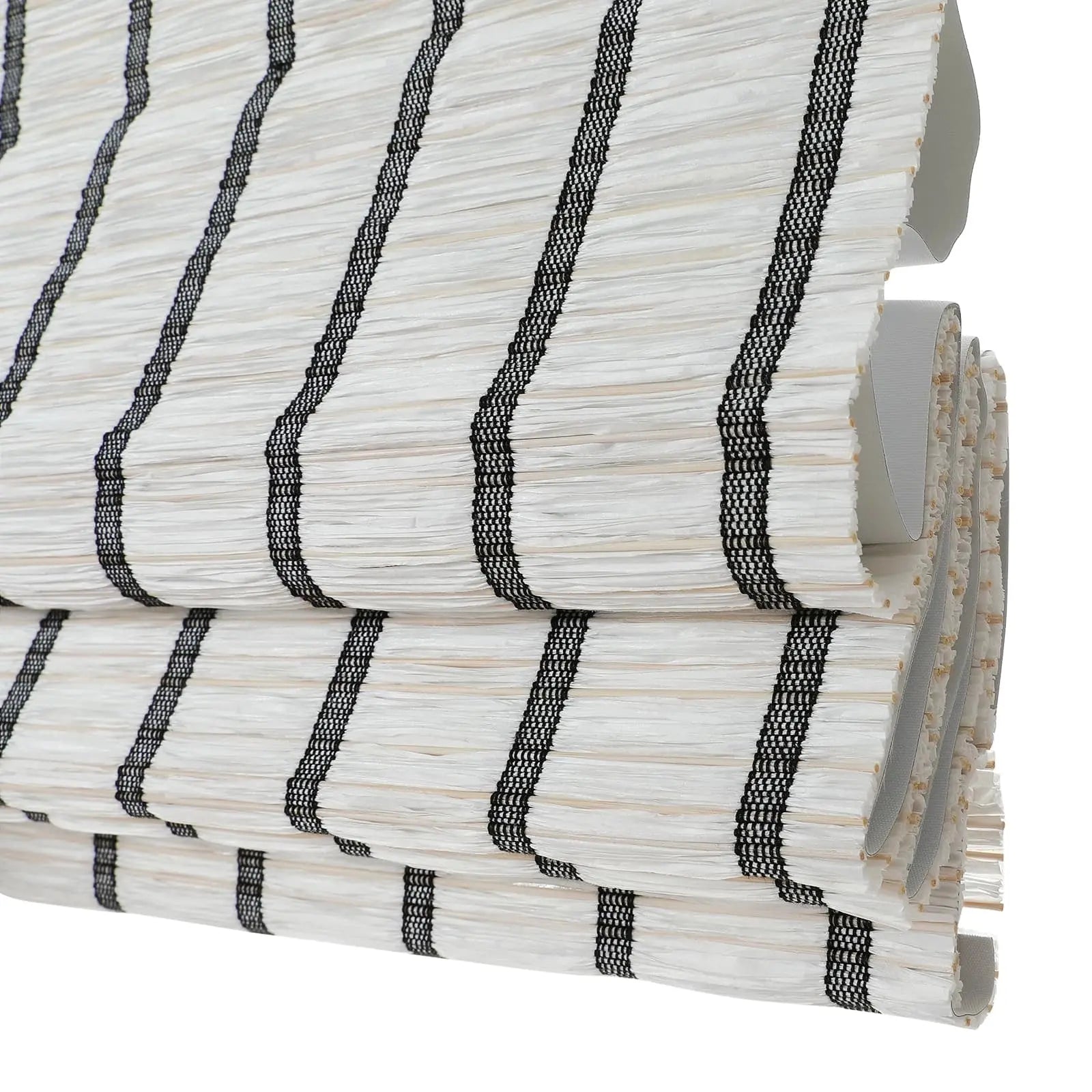 Natural Bamboo Woven Window Shade - Blue & White Handmade Eco-Friendly Roller Blind for Living Room, Bedroom & Office Decor