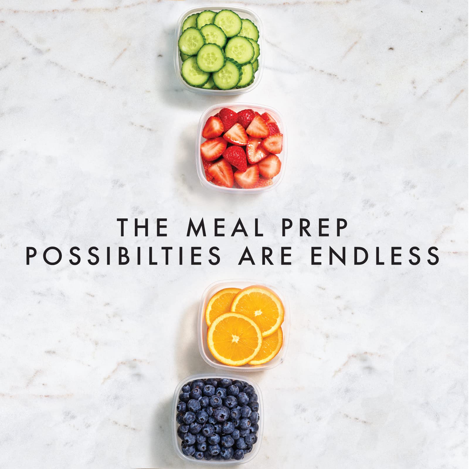 Fit & Fresh 8 oz Small Plastic Food Storage Containers with Lids - 4 Pack Leakproof Reusable Snack Containers for Salads, Dressings & Condiments - Includes 2 Attachable Ice Packs for Lunch Box & Meal Prep
