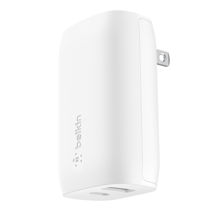 Belkin 37W USB C PD 25W & USB A 12W Fast Charger - White | Dual Port Wall Charger for iPhone, Samsung, iPad & More | Perfect for Home, Office & Travel