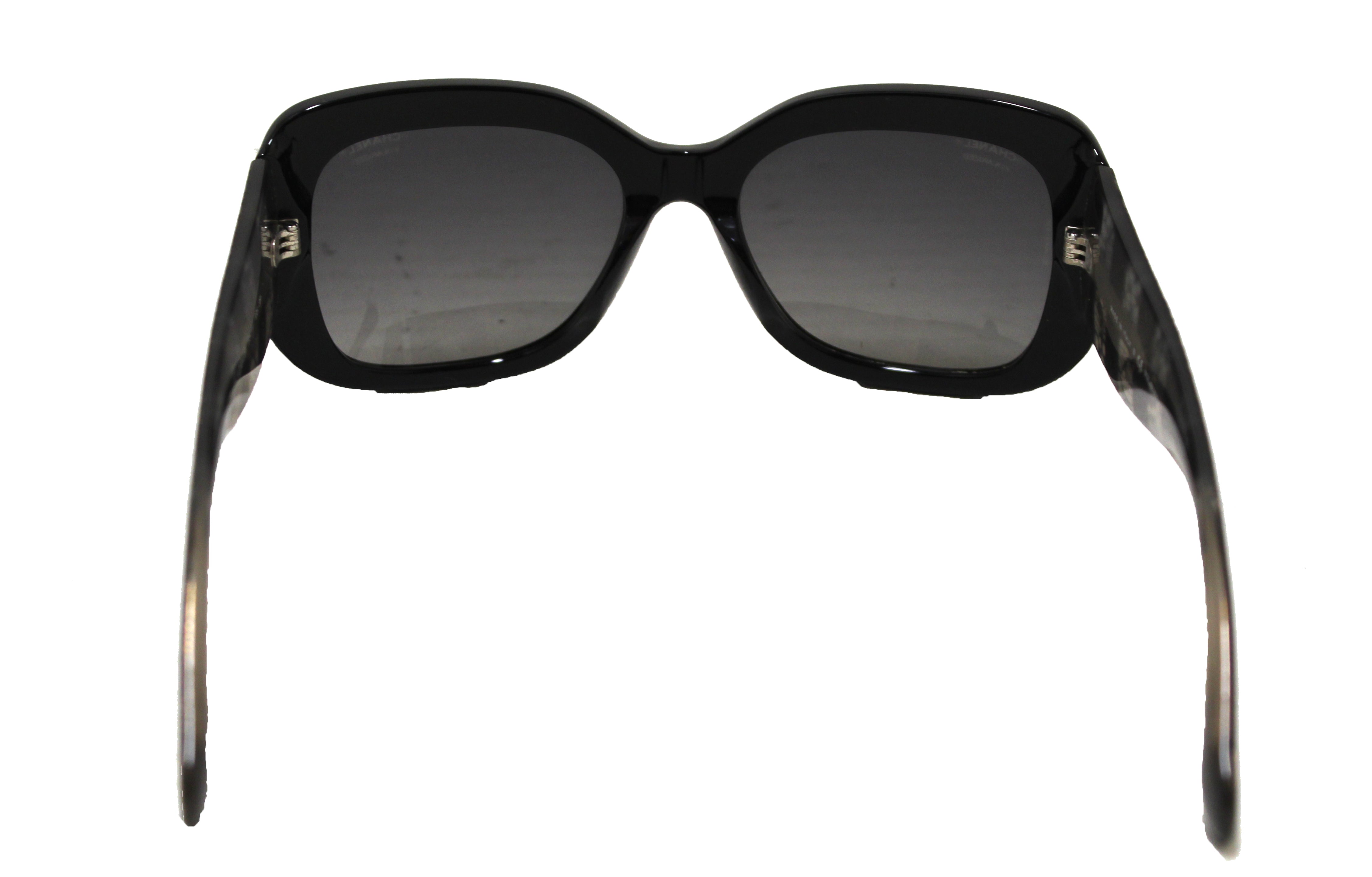 Authentic Chanel Black Lace Effect Sunglasses for Women - UV Protection Luxury Fashion Shades - Perfect for Beach, Driving & Outdoor Activities