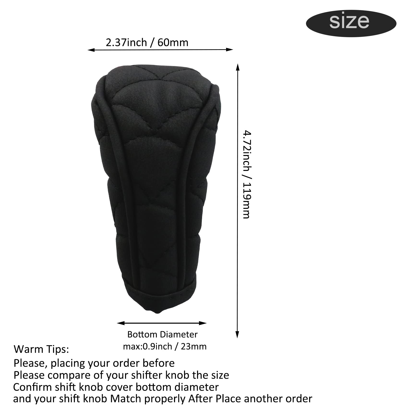 Premium Leather Zippered-Style Car Gear Shift Knob Cover - Universal Fit for Most Vehicles - Black Interior Decor Accessory for Enhanced Grip & Style (Perfect for Daily Commute, Road Trips & Car Enthusiasts)