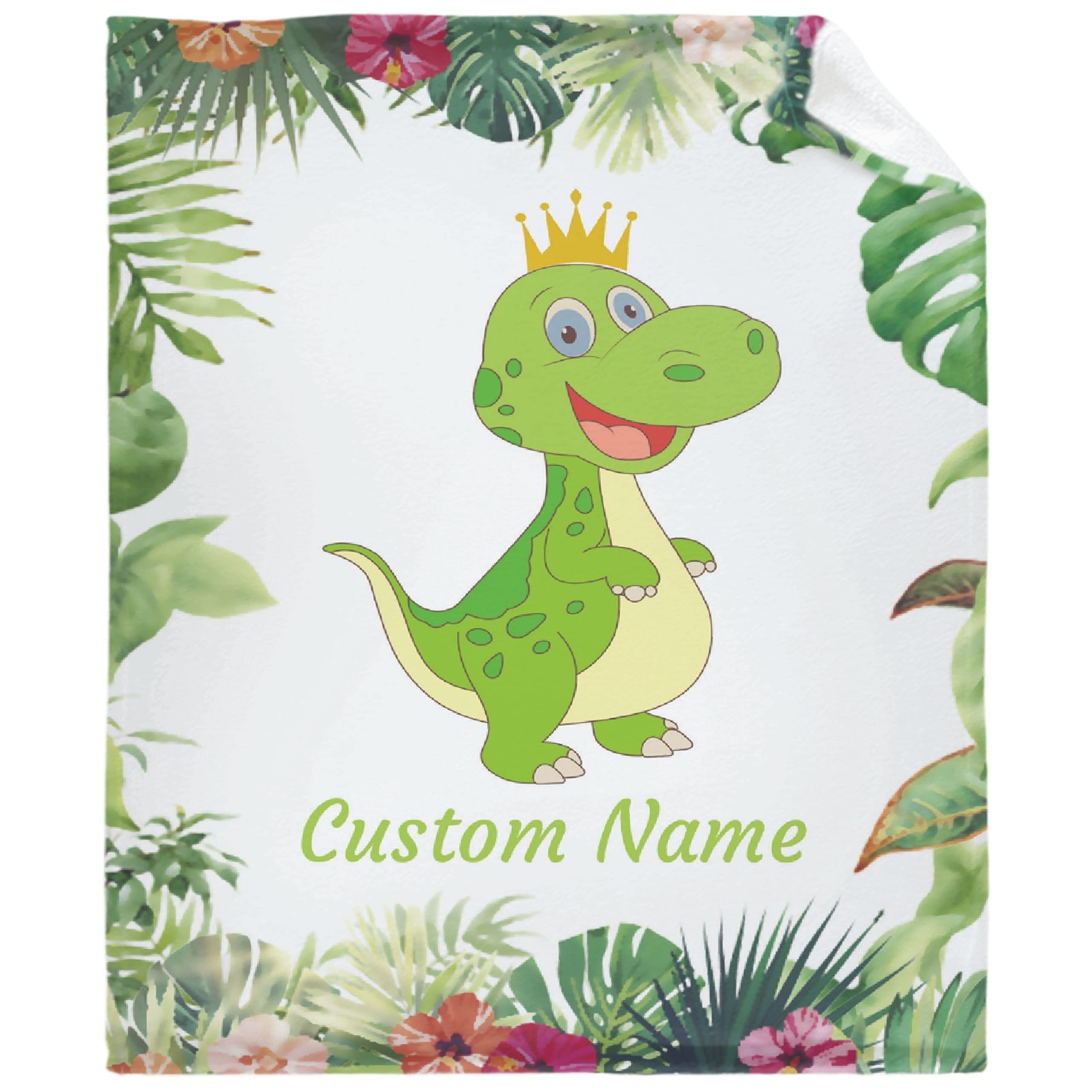 Personalized Baby Blankets for Girls & Boys - Custom Name Dinosaur Fleece Blanket - Soft Cozy XL Throw for Newborns & Toddlers - Perfect for Nursery, Stroller, and Family Cuddle Time