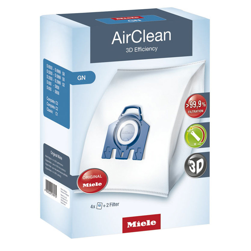 Miele GN AirClean Dust Bags 4-Pack with 2 Filters - Premium Vacuum Cleaner Replacement for Miele Canister Vacuums - Ideal for Pet Hair, Allergies & Deep Cleaning