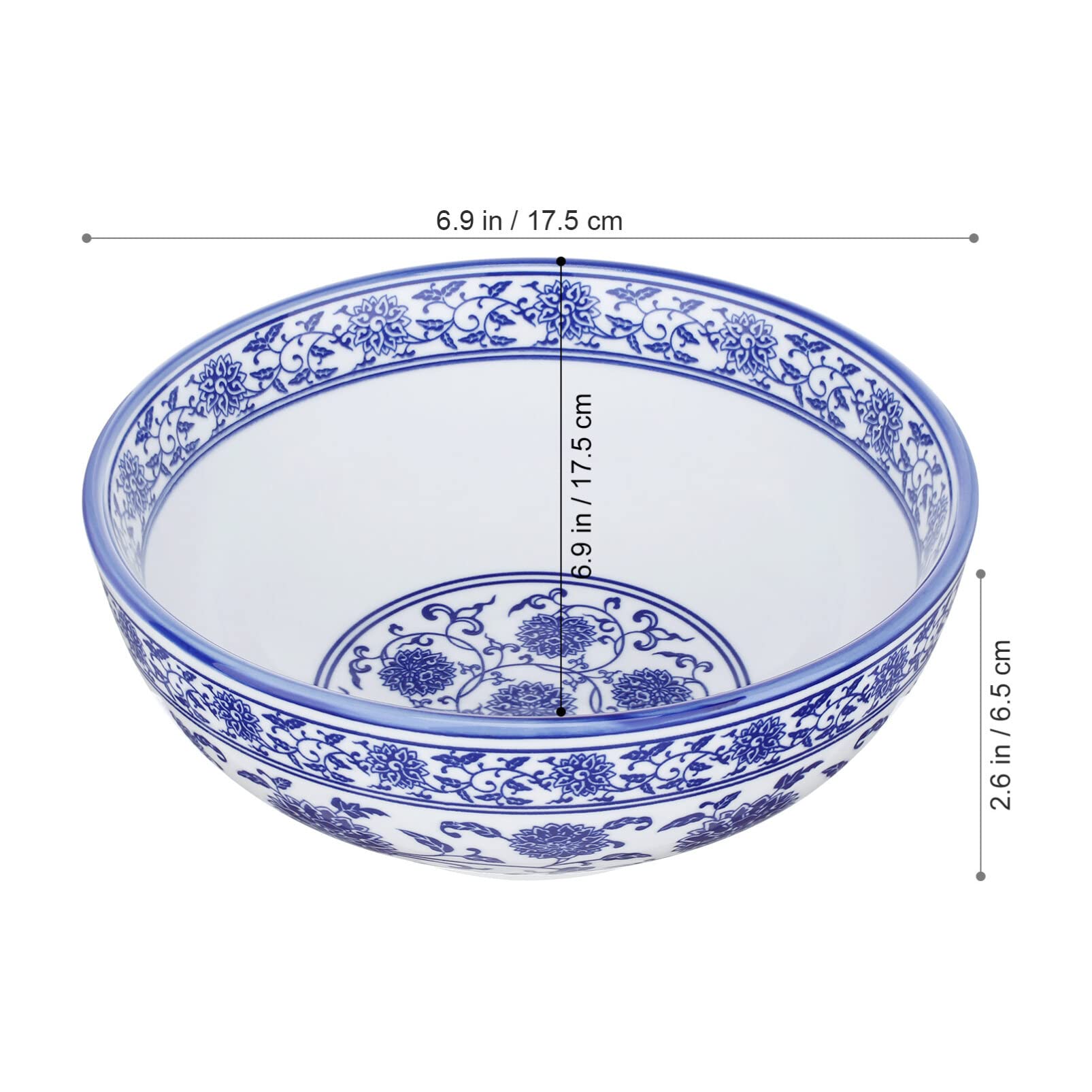 Premium Blue and White Porcelain Mixing Bowls Set - Chinese Style Ceramic Serving Bowls for Noodles, Soup, Salad, Pasta, Rice, Porridge & Fruits - Durable Ramen Bowl & Fruit Bowl - Perfect for Kitchen, Dining & Food Presentation