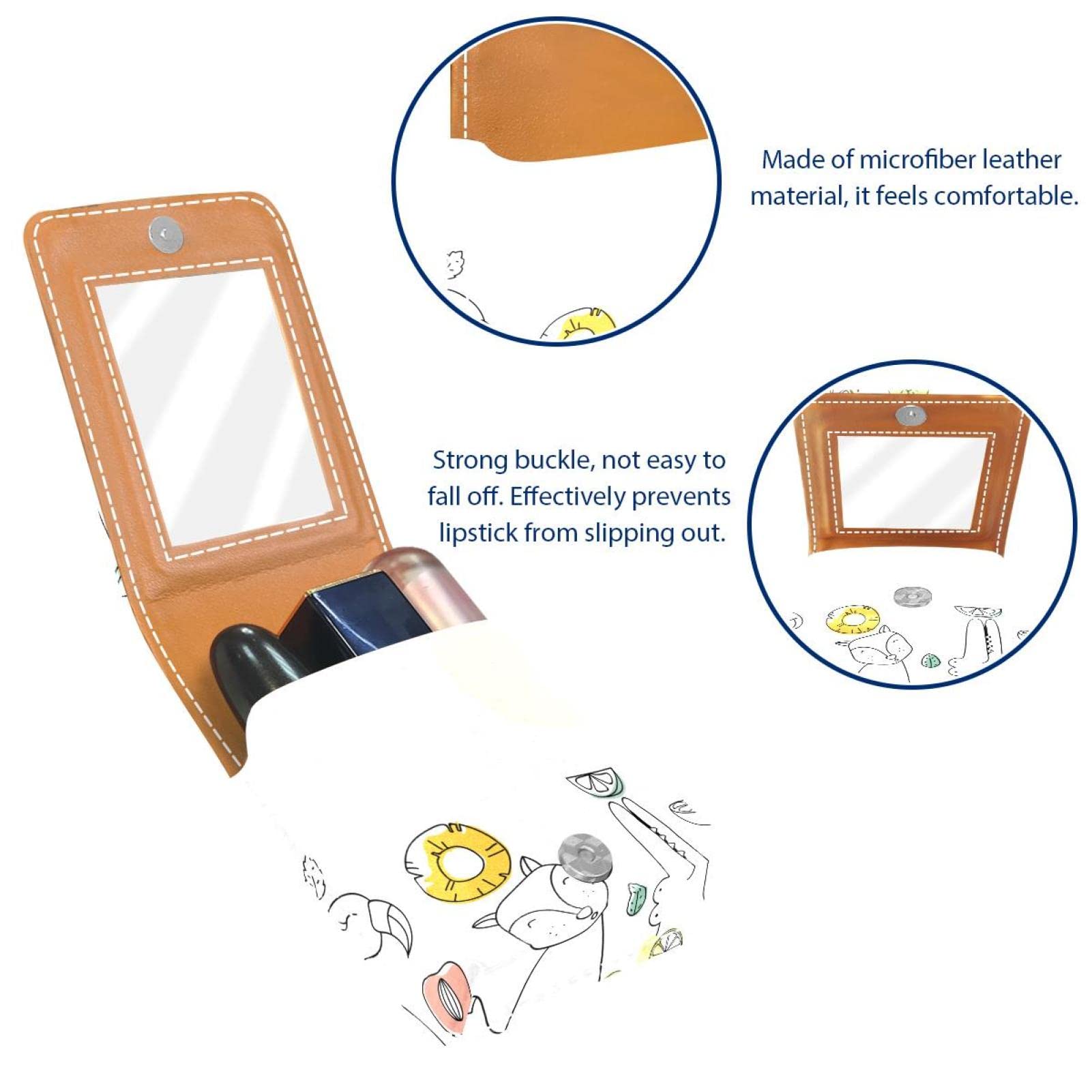 Personalized Lipstick Case - Portable Makeup Bag & Cosmetic Pouch Organizer with Hand-Drawn Cartoon Animals | Perfect for Travel, Daily Use & Gift Giving