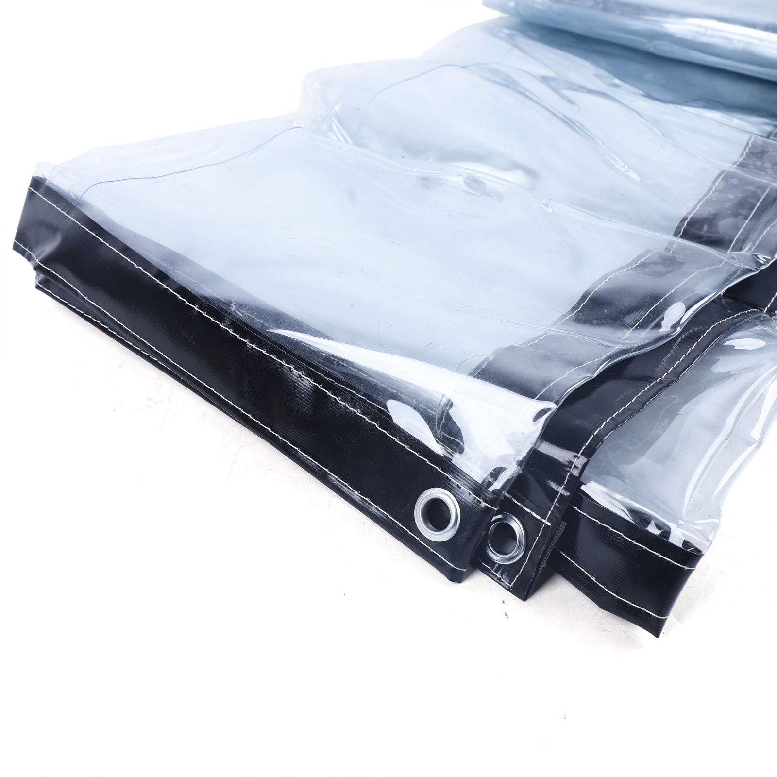 Commercial Grade Waterproof Clear Vinyl Awning Canopy - 8x16 Feet (2.5x5m) - Roll Up Patio Enclosure for Tents, Awnings & Canopies - UV Resistant & Durable (Black) - Perfect for Outdoor Events, RV Camping & Backyard Shade