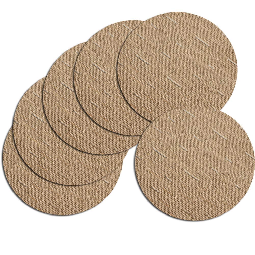 6-Pack Round Woven Table Placemats - 13.8 Inch Washable Non-Slip Placemats for Christmas, Home, Wedding & Party Decor - Brown - Perfect for Dining Tables, Kitchen Countertops, and Holiday Gatherings