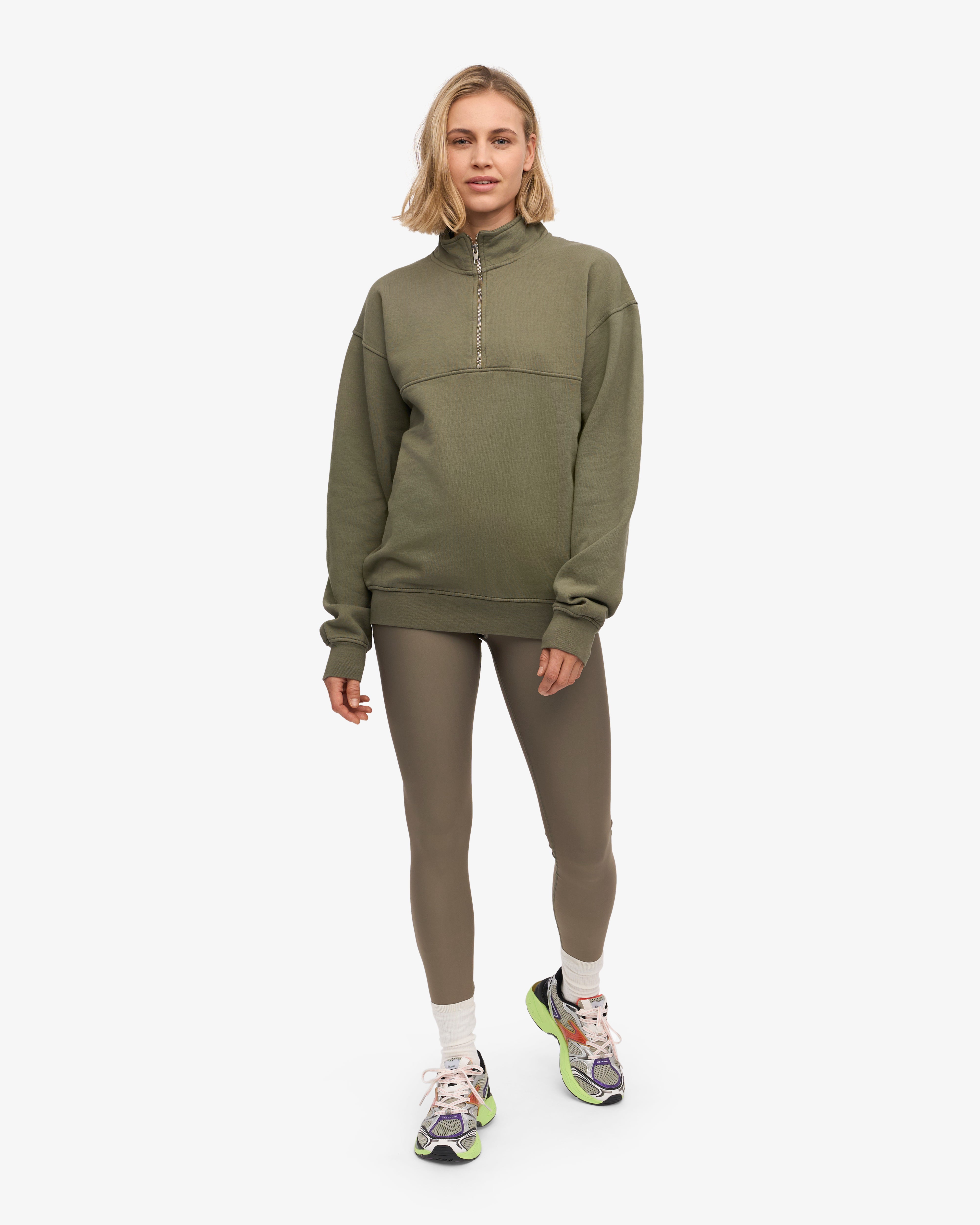 Organic Quarter Zip Sweatshirt for Men - Soft & Comfortable Dusty Olive Pullover - Perfect for Casual Wear, Outdoor Activities & Layering