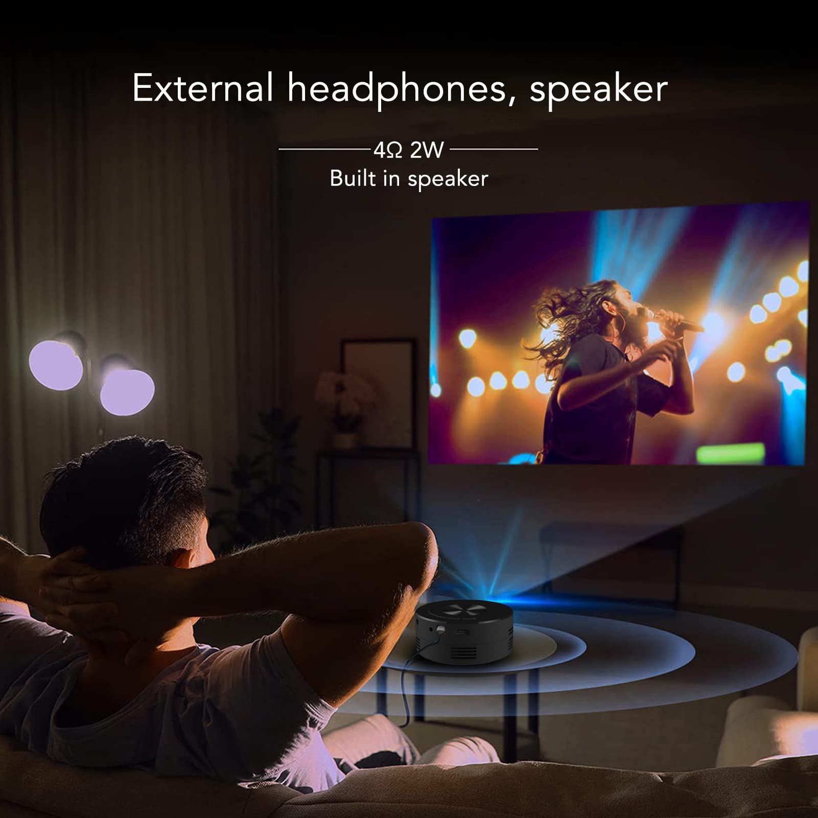 QANYEGN Mini LED Projector with Wireless Screen Mirroring - 1080P HD Home Theater Movie Projector for Bedroom, Outdoor & Indoor Entertainment | Compatible with Smartphones, Laptops & Gaming Consoles