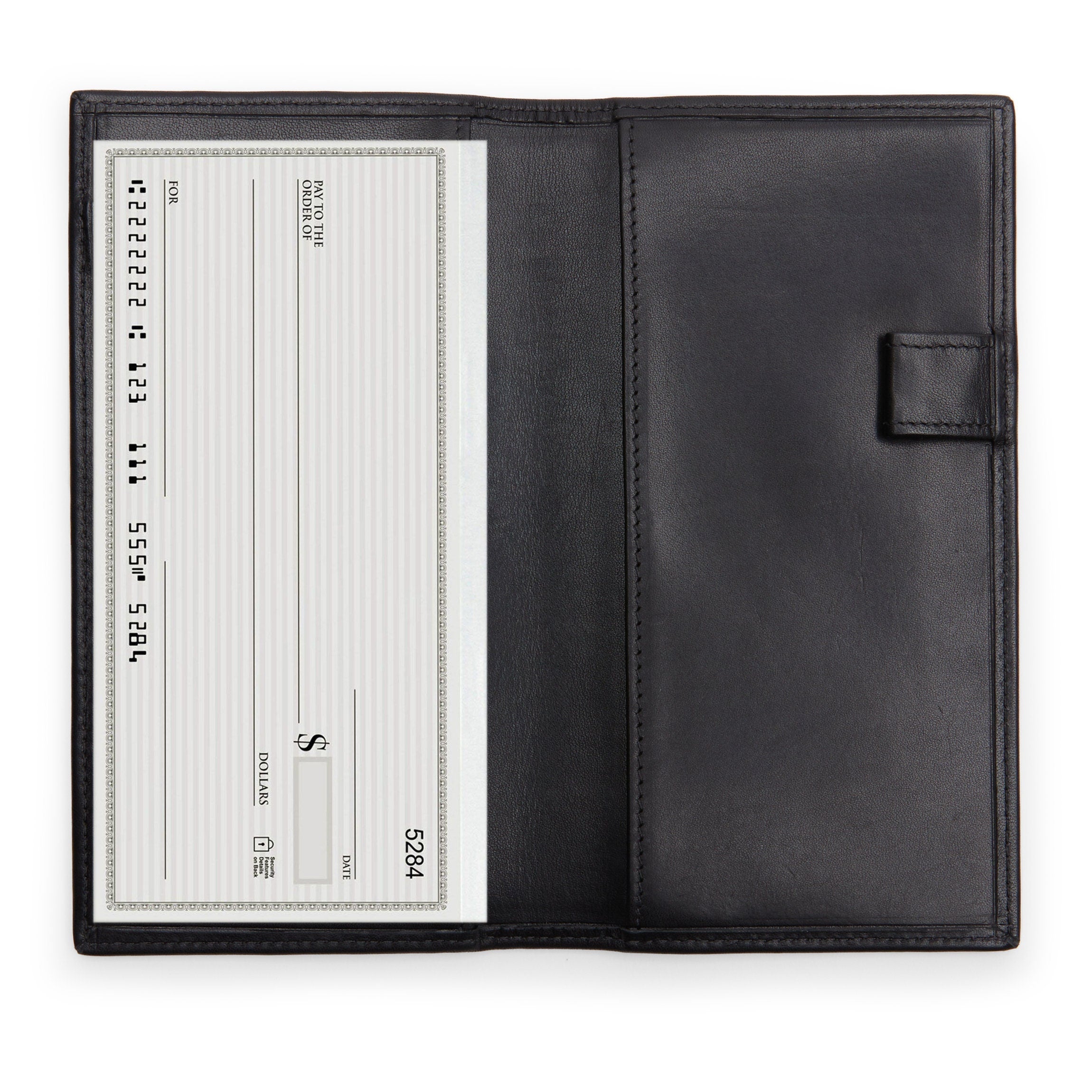 Premium Black Oil Leather Checkbook Cover with Dividers - Stylish & Durable Wallet for Checks, Receipts & Cards - Perfect for Business, Travel & Everyday Use