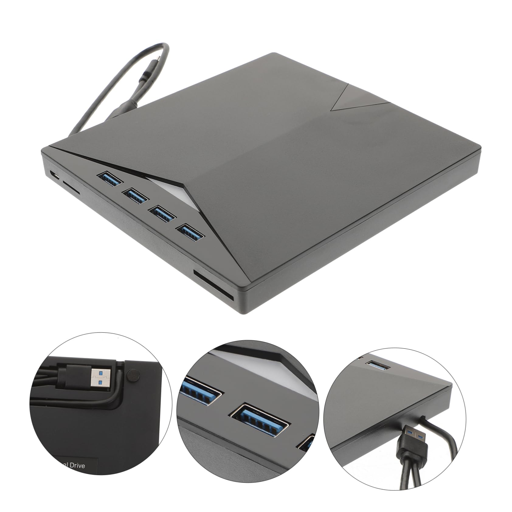Housoutil 3-in-1 Portable USB External DVD Drive Burner Writer for Laptop & Computer - Watch Movies, Install Software, Backup CDs - Compatible with Windows & Mac | Perfect for Home Office, Business Travel, Movie Nights, Online Classes & Remote Work | Compact Design for Easy Storage & On-The-Go Use