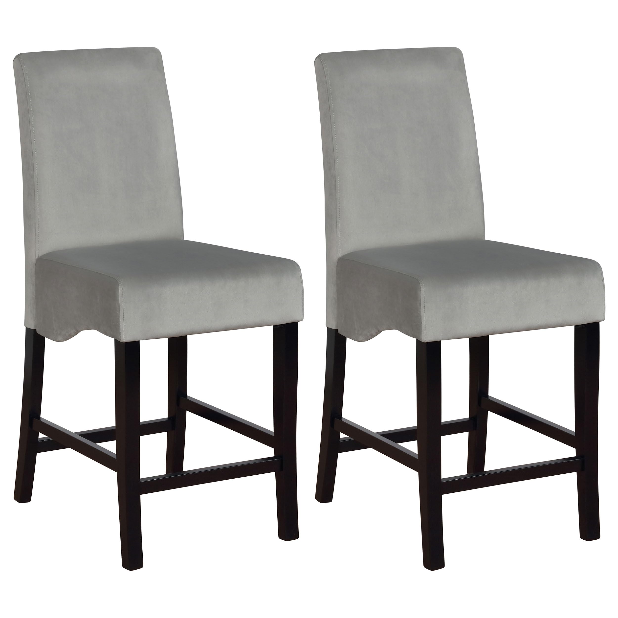 Stanton Wood Upholstered Counter Height Bar Stools (Set of 2) - Padded High Back Armless Stools with Footrest - Grey Kitchen & Dining Room Counter Chairs - Perfect for Breakfast Nook, Kitchen Island & Small Space Dining - 102069GRY