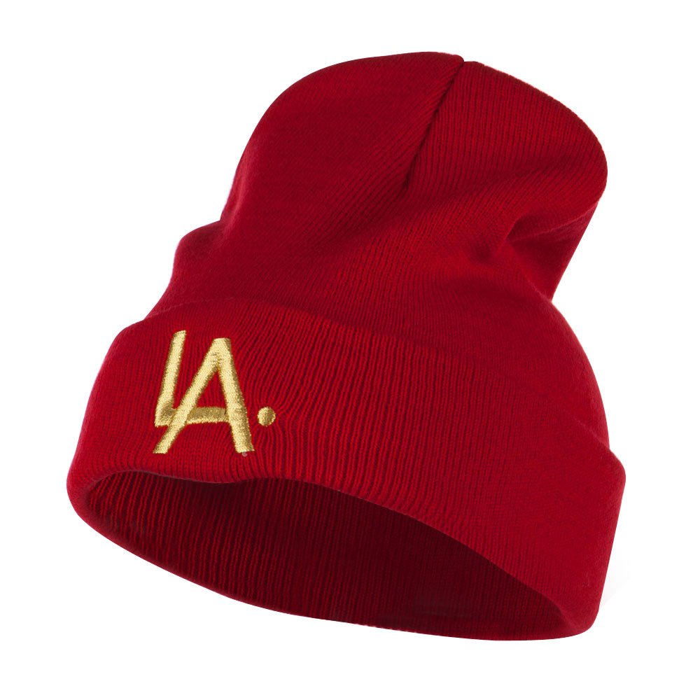 E4Hats.com LA Embroidered Long Beanie - Winter Knit Hat for Men & Women - Cozy Stretchable Skull Cap for Outdoor Activities, Hiking, and Cold Weather Fashion
