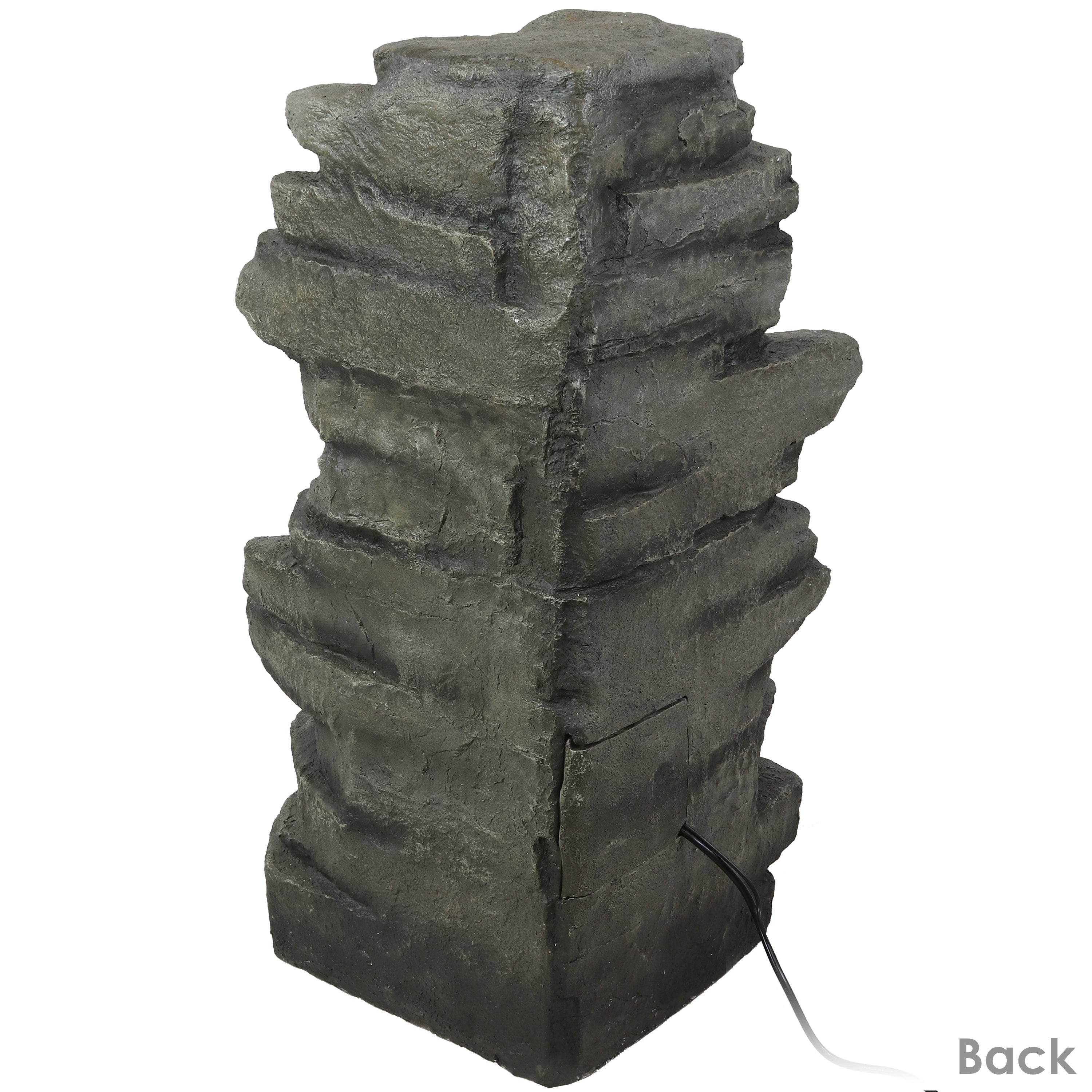 Sunnydaze Stacked Shale Outdoor Rock Waterfall Fountain with LED Lights - 38