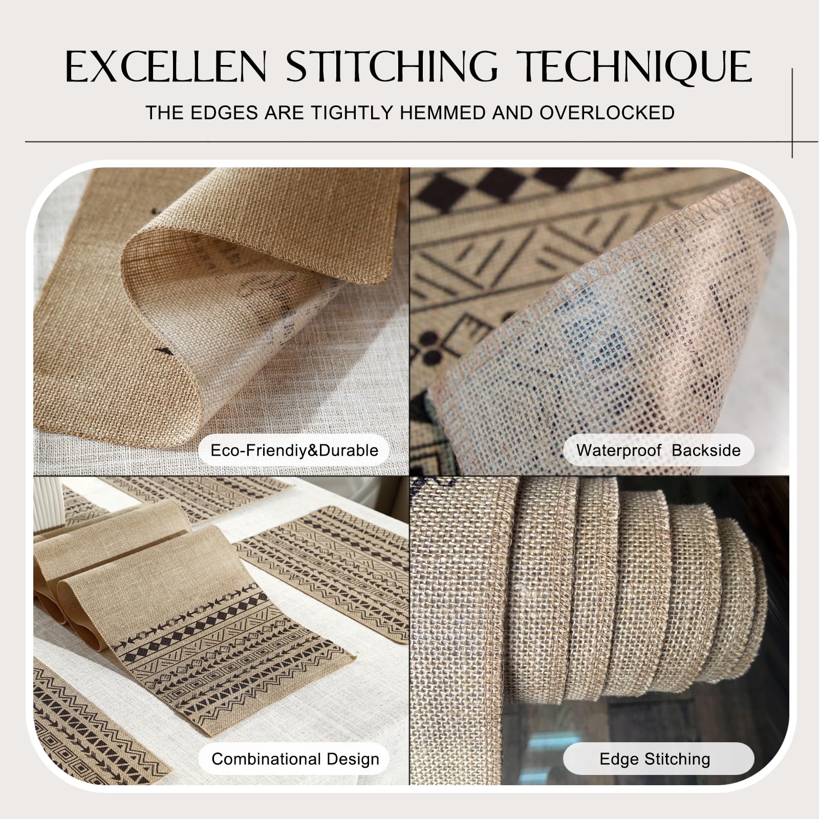 Natural Jute Placemats Set of 6 - Rustic Washable Linen Table Mats for Kitchen Dining, Thanksgiving, Parties & Weddings - Boho Chic Home Decor for Farmhouse & Modern Tables