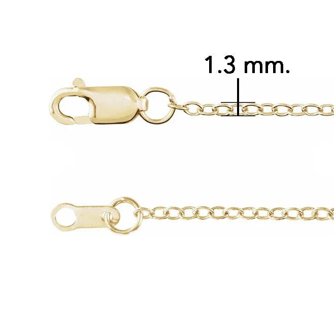 14K Yellow Gold 1.3mm Cable Chain Necklace for Women - Dainty Delicate Jewelry for Everyday Wear, Layering & Gift Giving