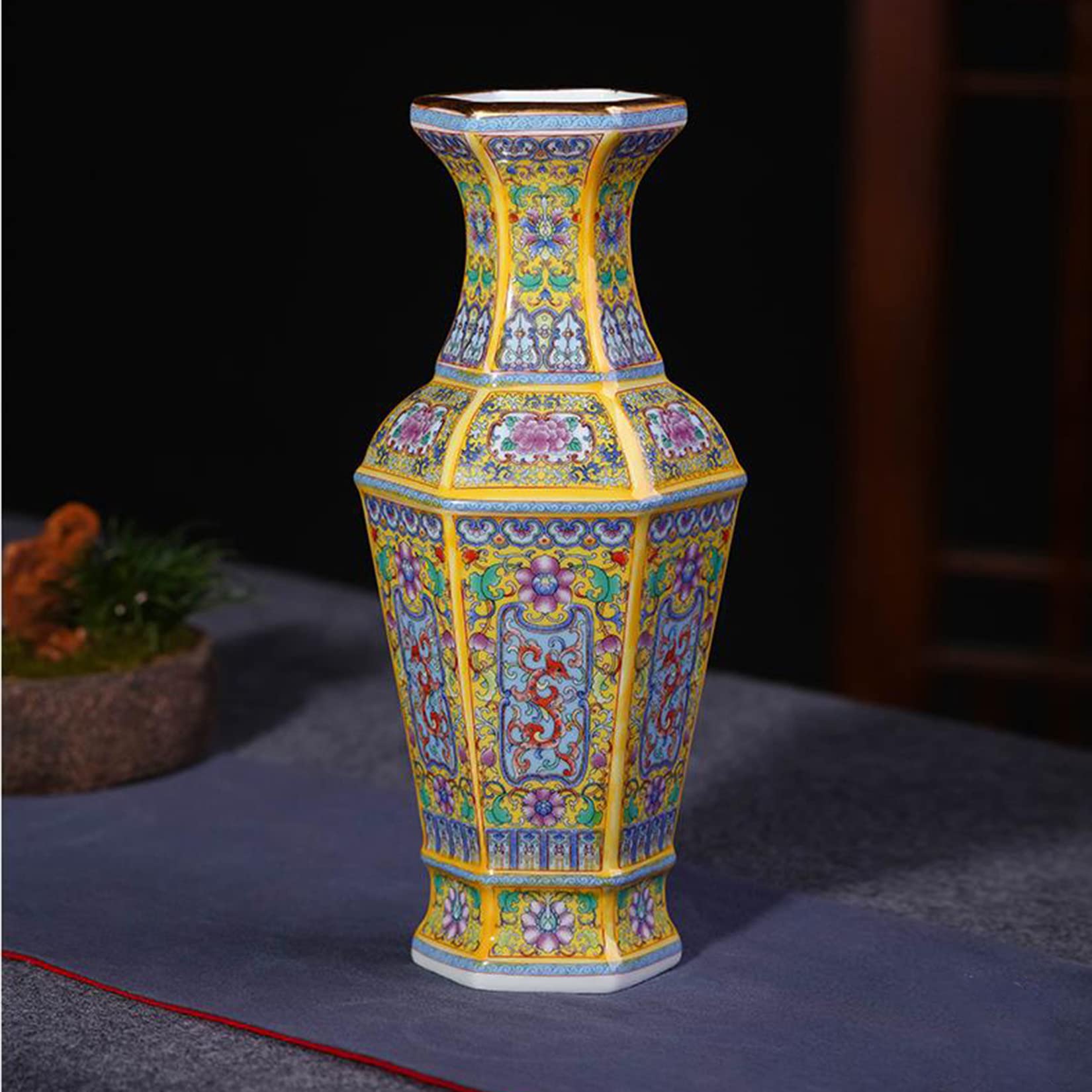 Handmade Jingdezhen Ceramic Vase - Large Chinese Porcelain Floor Vase for Living Room Decor | Antique Oriental Yellow Flower Vase | Perfect for Home, Office & Wedding Centerpiece Decorations
