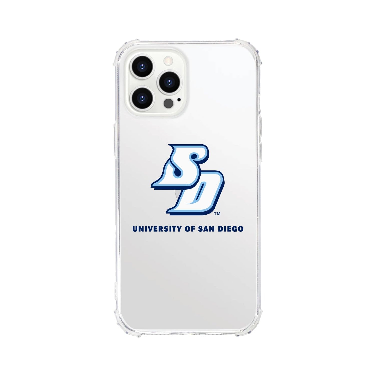 OTM Essentials Rugged Phone Case for iPhone 13 Pro - Shockproof Protective Cover with Reinforced Edges, Classic White Design | Perfect for University of San Diego Students & Active Lifestyles