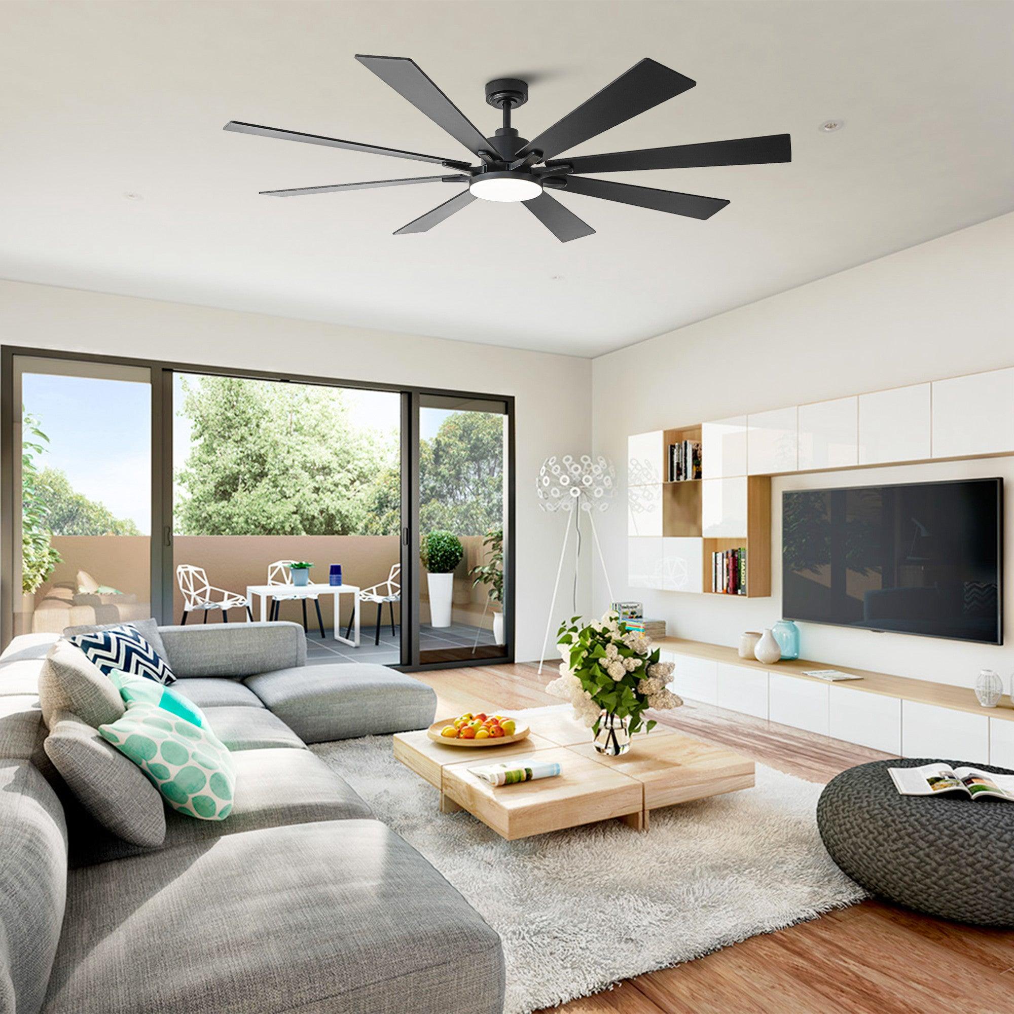 72 Inch Elbe Modern Ceiling Fan with Light Kit & Remote Control - Perfect for Living Room, Bedroom, and Large Spaces