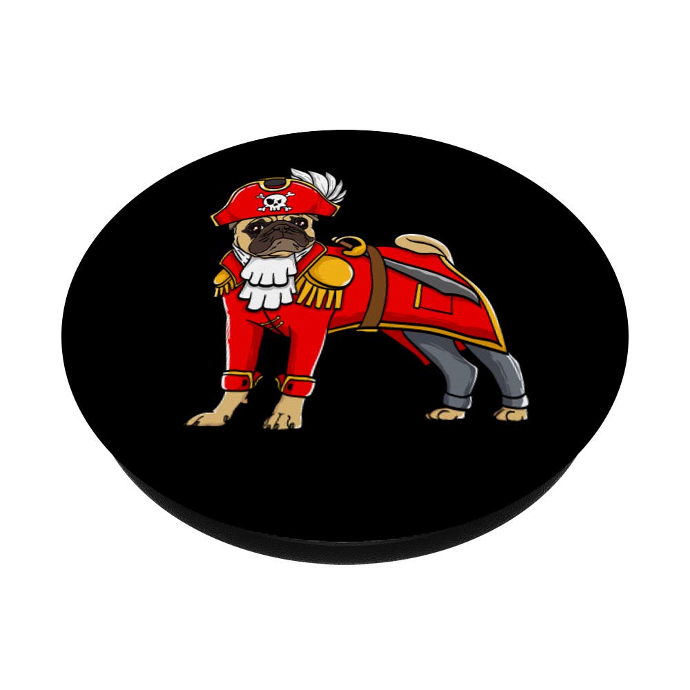 Pug Pirate Dog Lover PopSockets - Phone & Tablet Grip Stand | Cute Pug Design for Dog Enthusiasts | Perfect for Everyday Use, Travel & Work