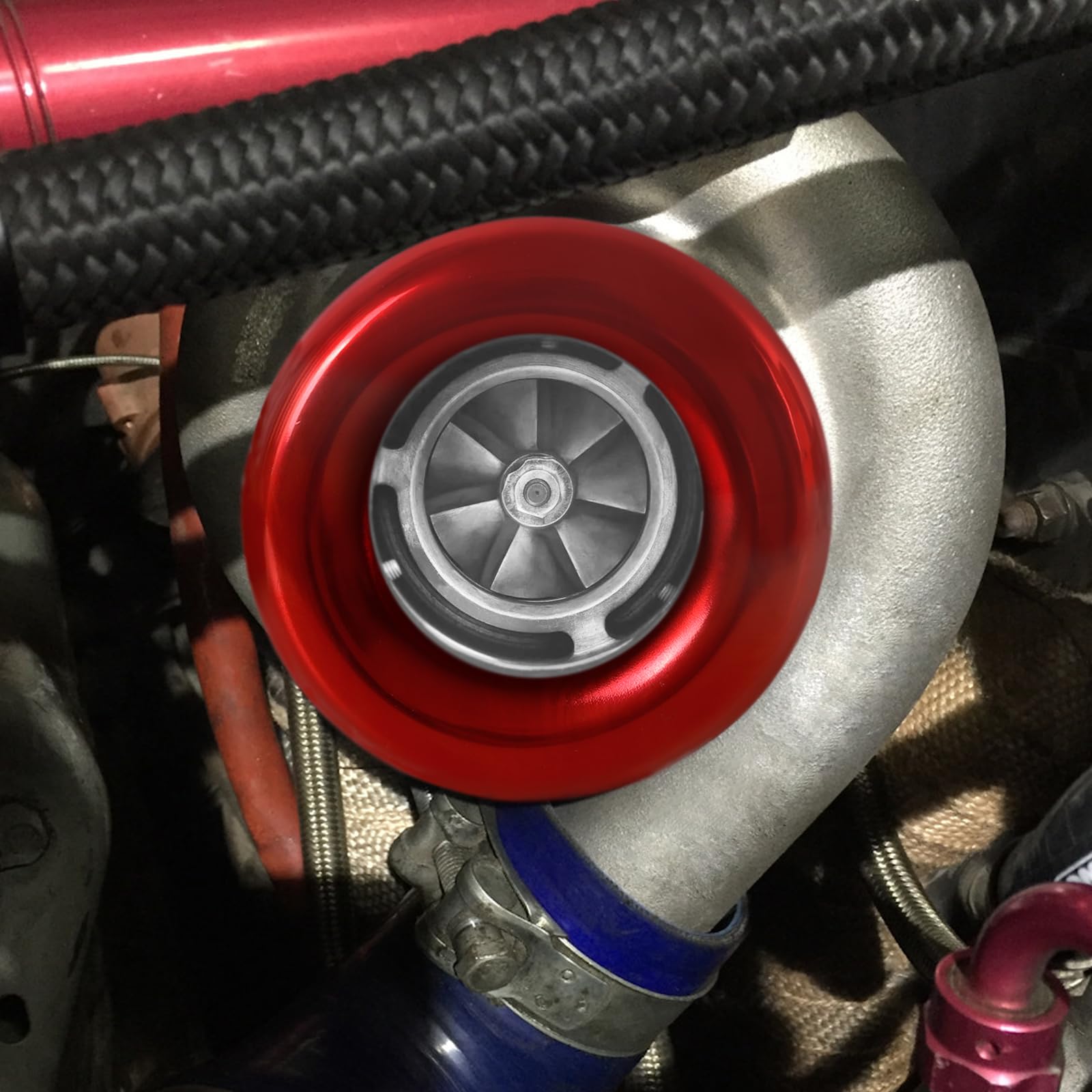 High-Performance 3 Inch Red Aluminum Velocity Stack Adapter - Turbo Guard Air Intake for Car & Truck Engines - Perfect for Racing, Off-Road & Performance Upgrades