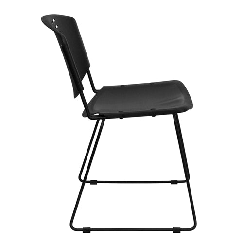 FLASH HERCULES Series 400 lb Capacity Heavy Duty Black Plastic Stacking Chairs with Sturdy Black Metal Frame - Perfect for Banquets, Events, and Commercial Use
