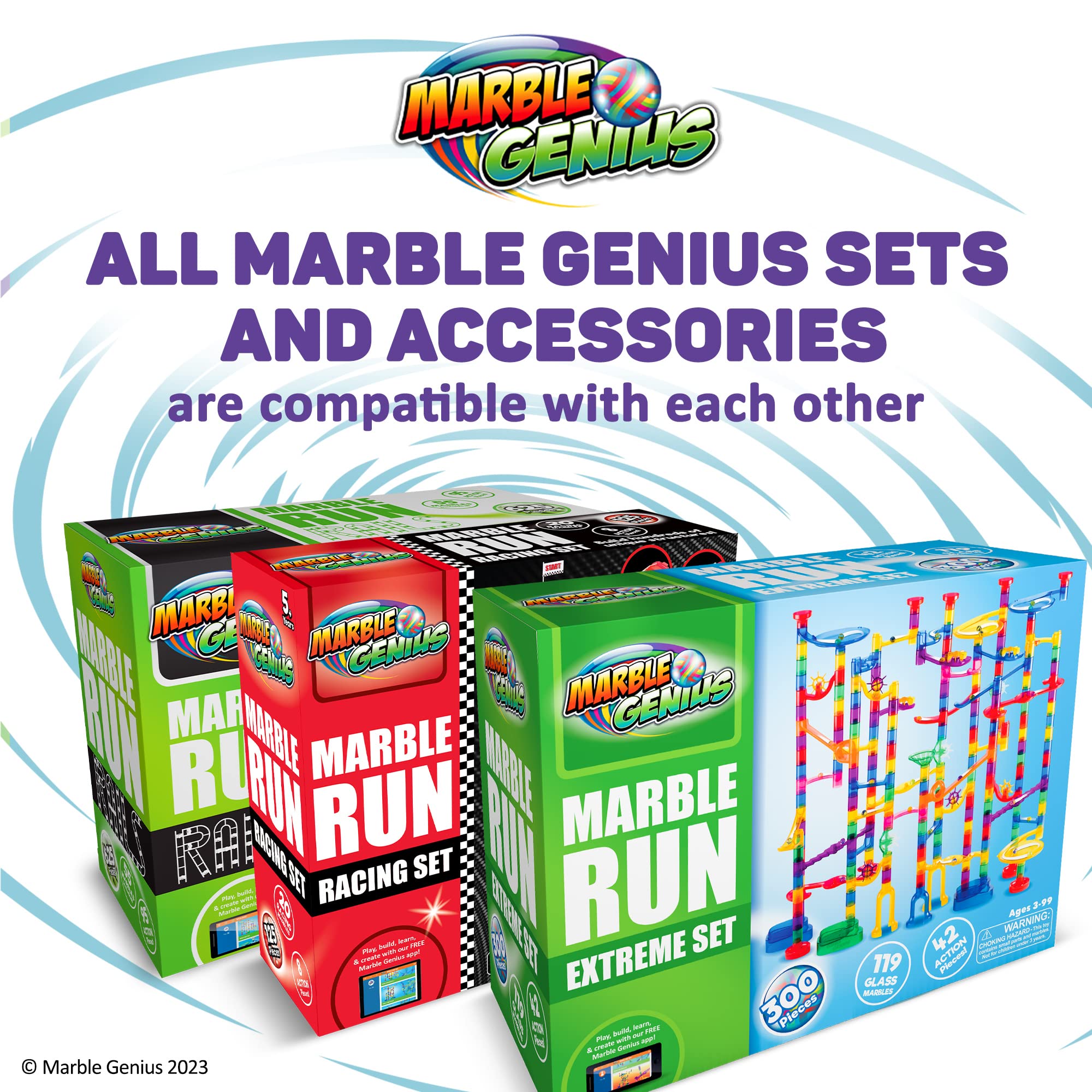 Marble Genius Marble Run Extreme Set - 300 Piece Marble Maze Track for Kids, Teens & Adults (181 Translucent Marbulous Pieces + 119 Glass Marbles) | STEM Educational Toy for Ages 4-8 | Perfect for Birthday Gifts, Classroom Activities & Family Game Night