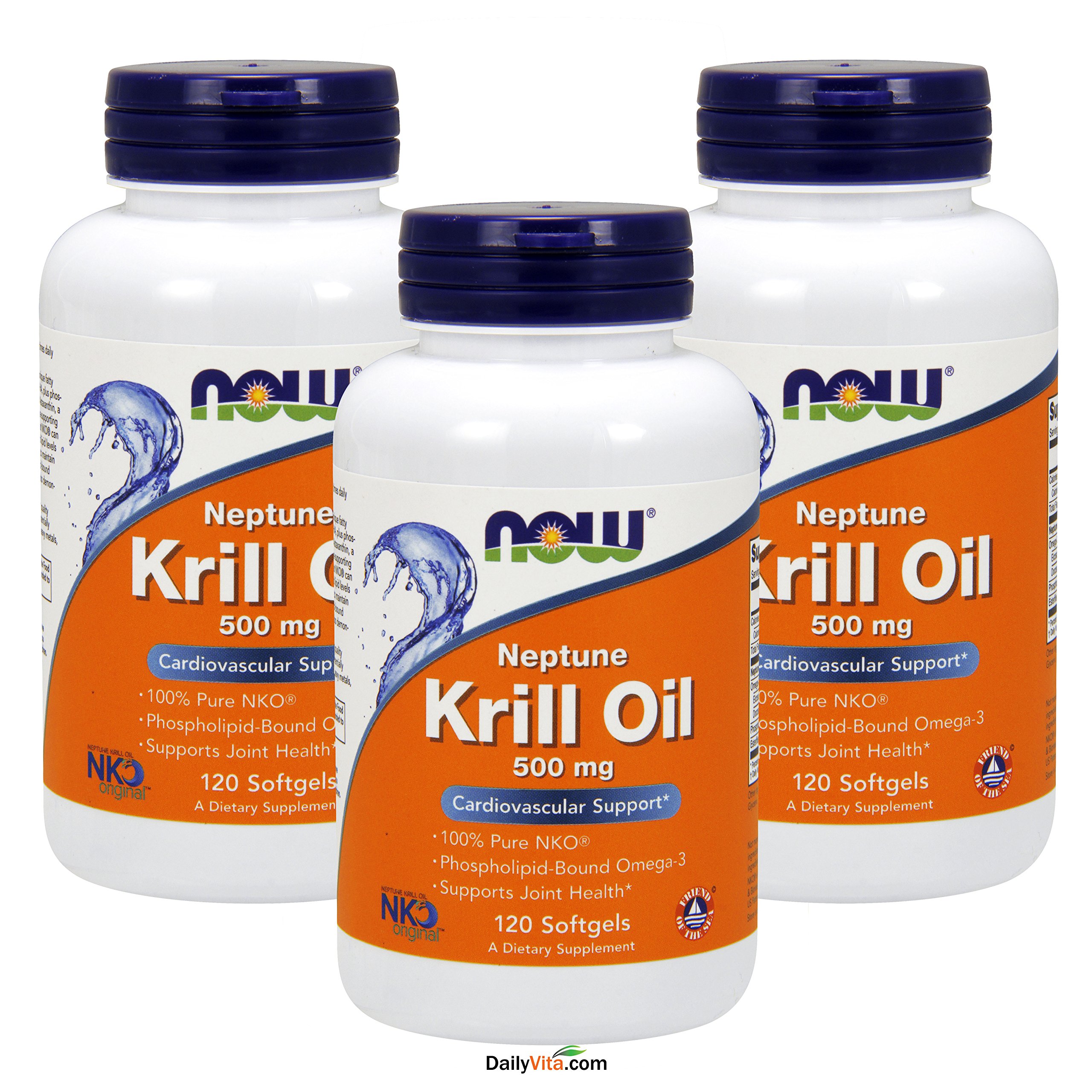 NOW Foods Neptune Krill Oil 500mg Softgels - 120 Count (3 Pack) | Premium Omega-3 Supplement for Heart, Brain & Joint Health | Supports Cognitive Function & Cardiovascular Wellness