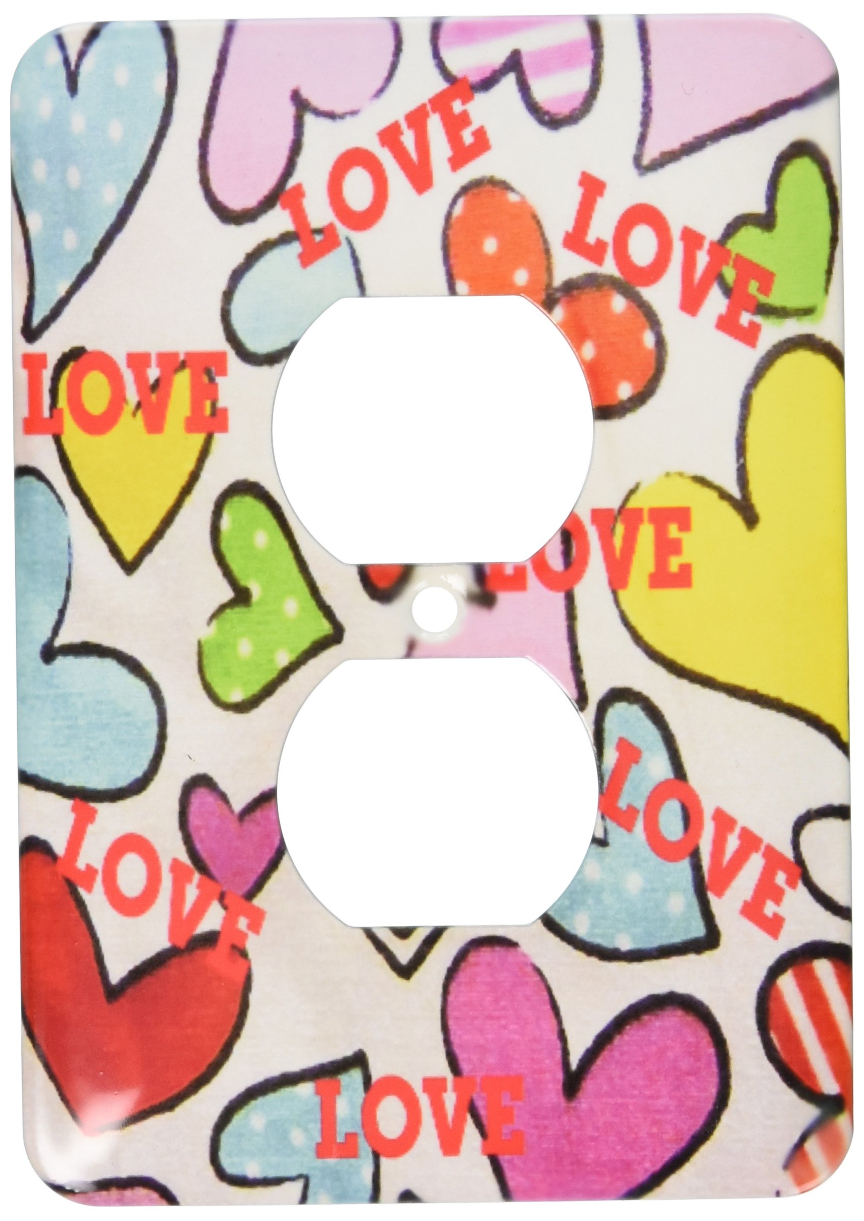 3D Rose Two Plug Outlet Cover with Loving Hearts - Decorative Electrical Outlet Cover for Home, Nursery, Bedroom & Office Safety (Style: lsp_32063_6)