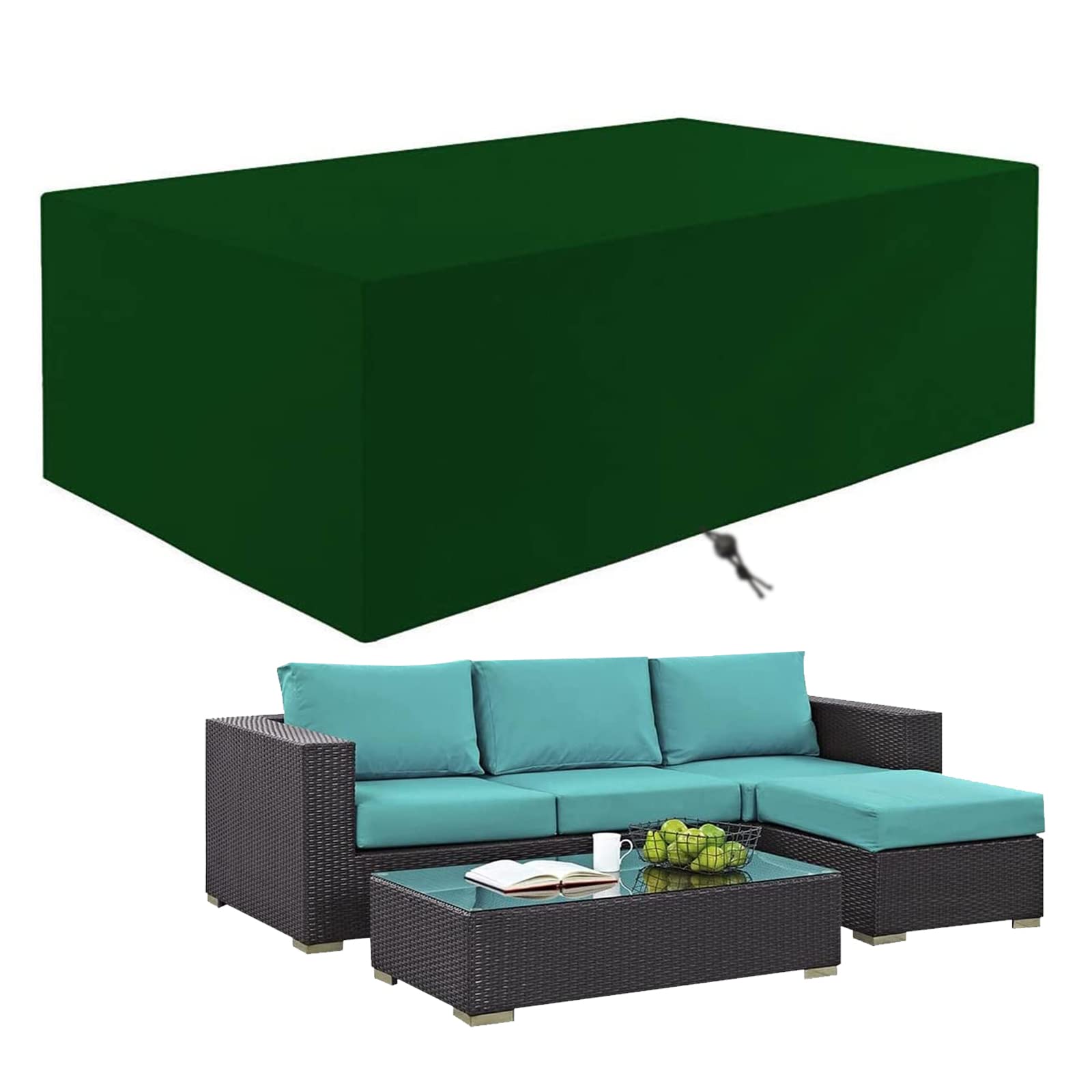 **HADMB Waterproof Outdoor Patio Furniture Covers Set - 210D Oxford Fabric, UV Protection for Rectangle Table & Chairs (59×59×28in, Green) - Ideal for Garden, Backyard, and All-Weather Use**
